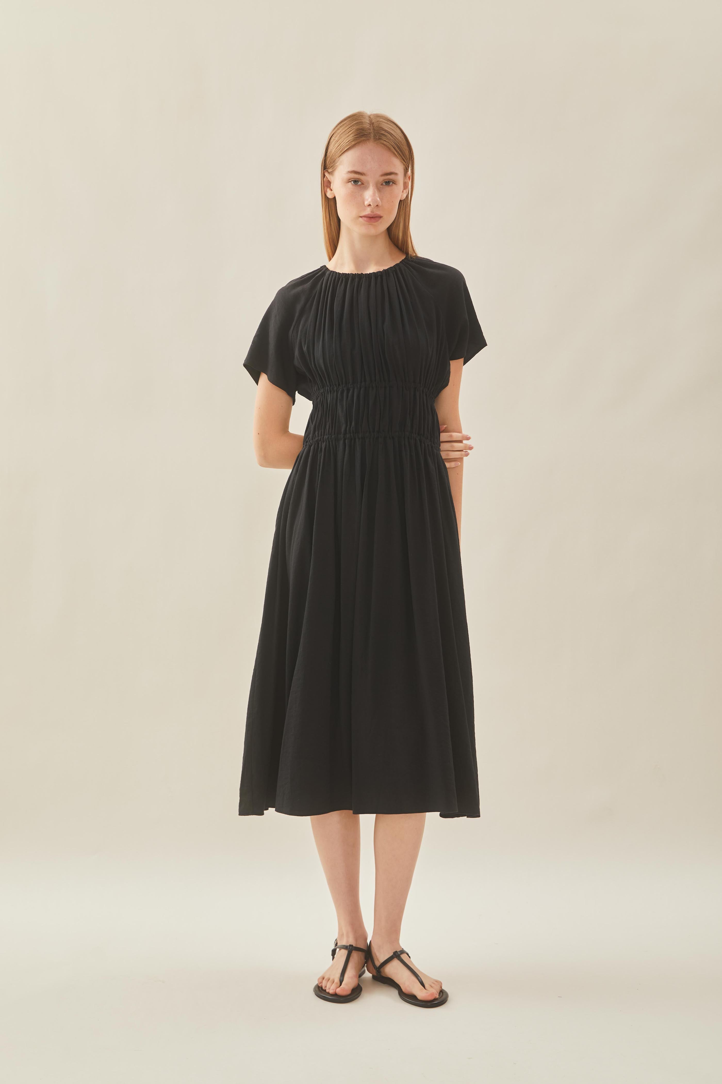 Ruched Waist Dress in Black