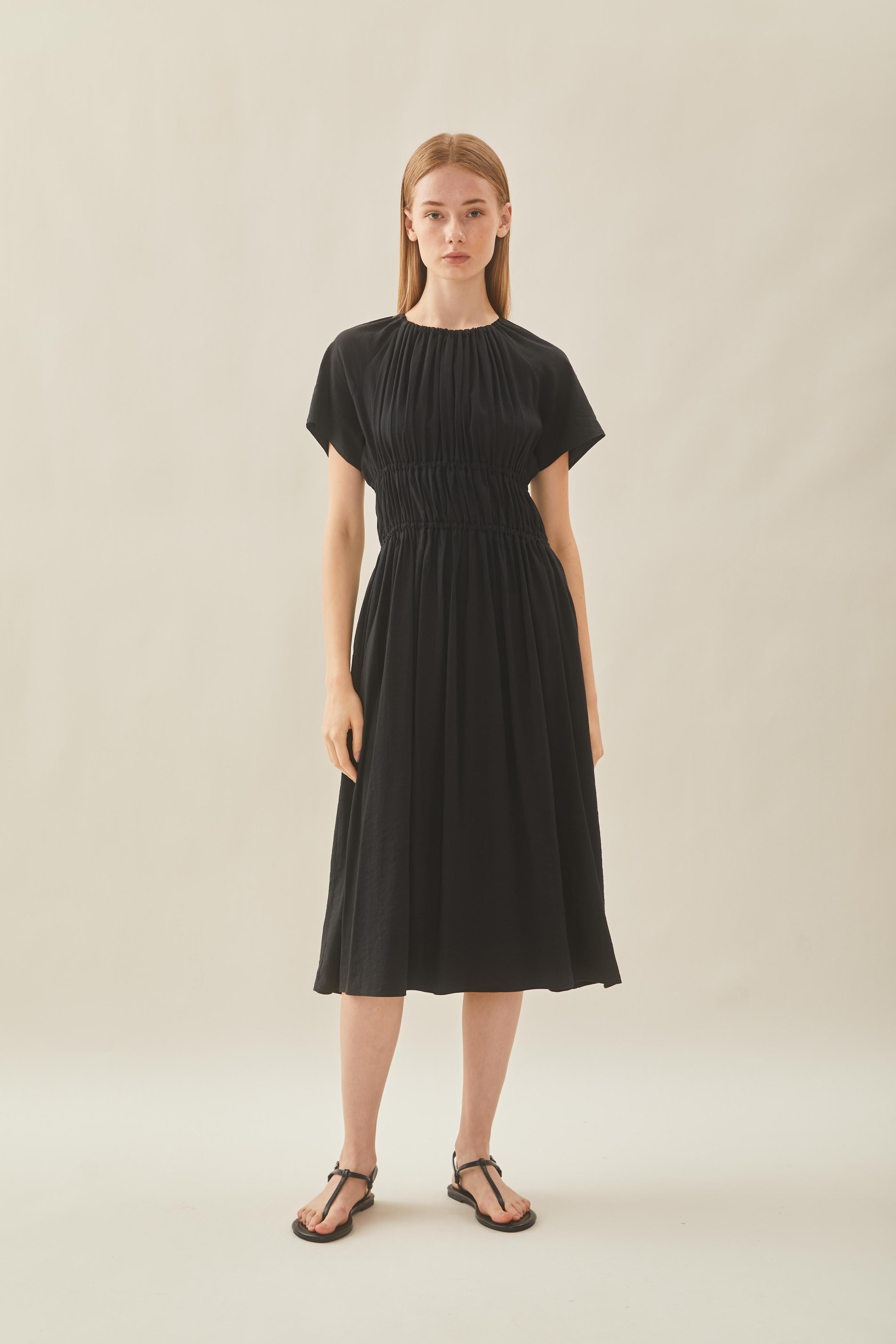 Ruched Waist Dress in Black