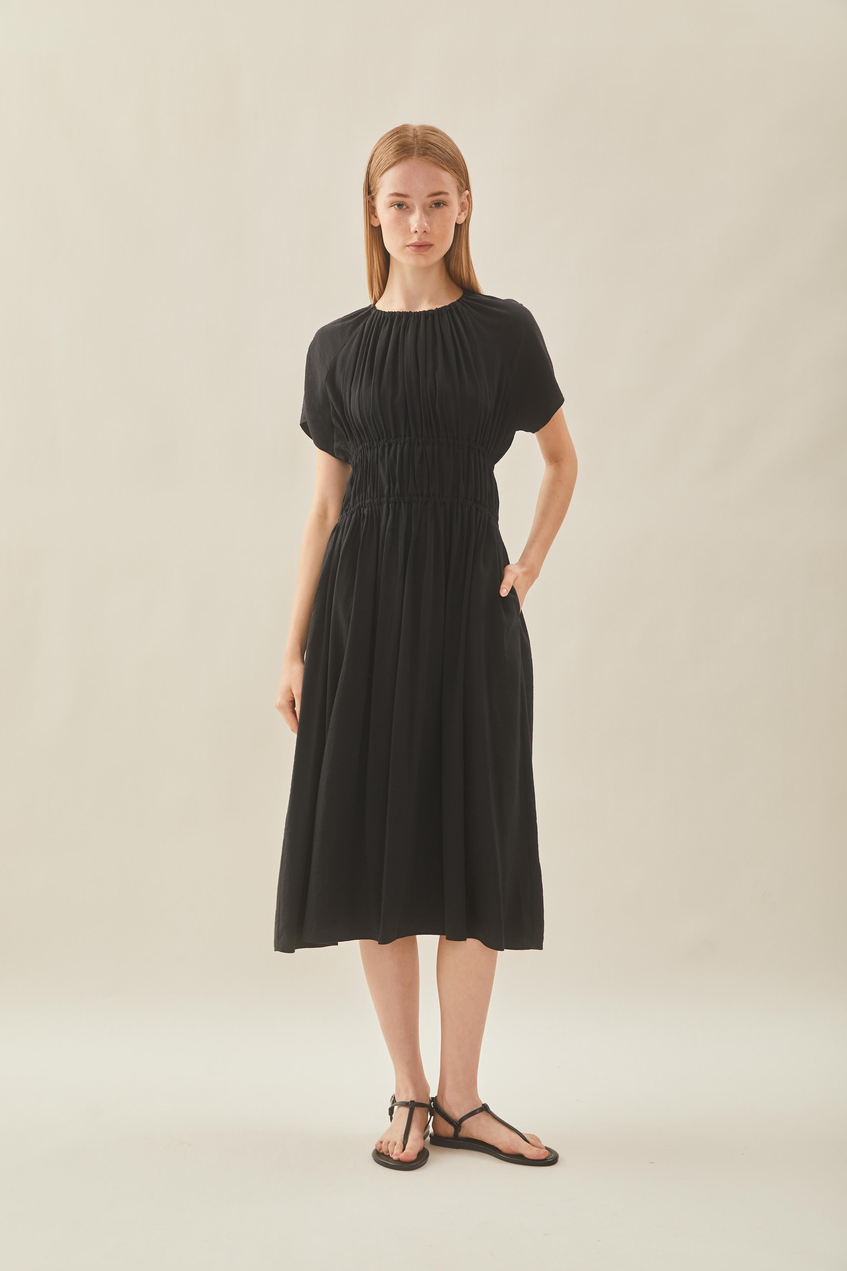 Ruched Waist Dress in Black