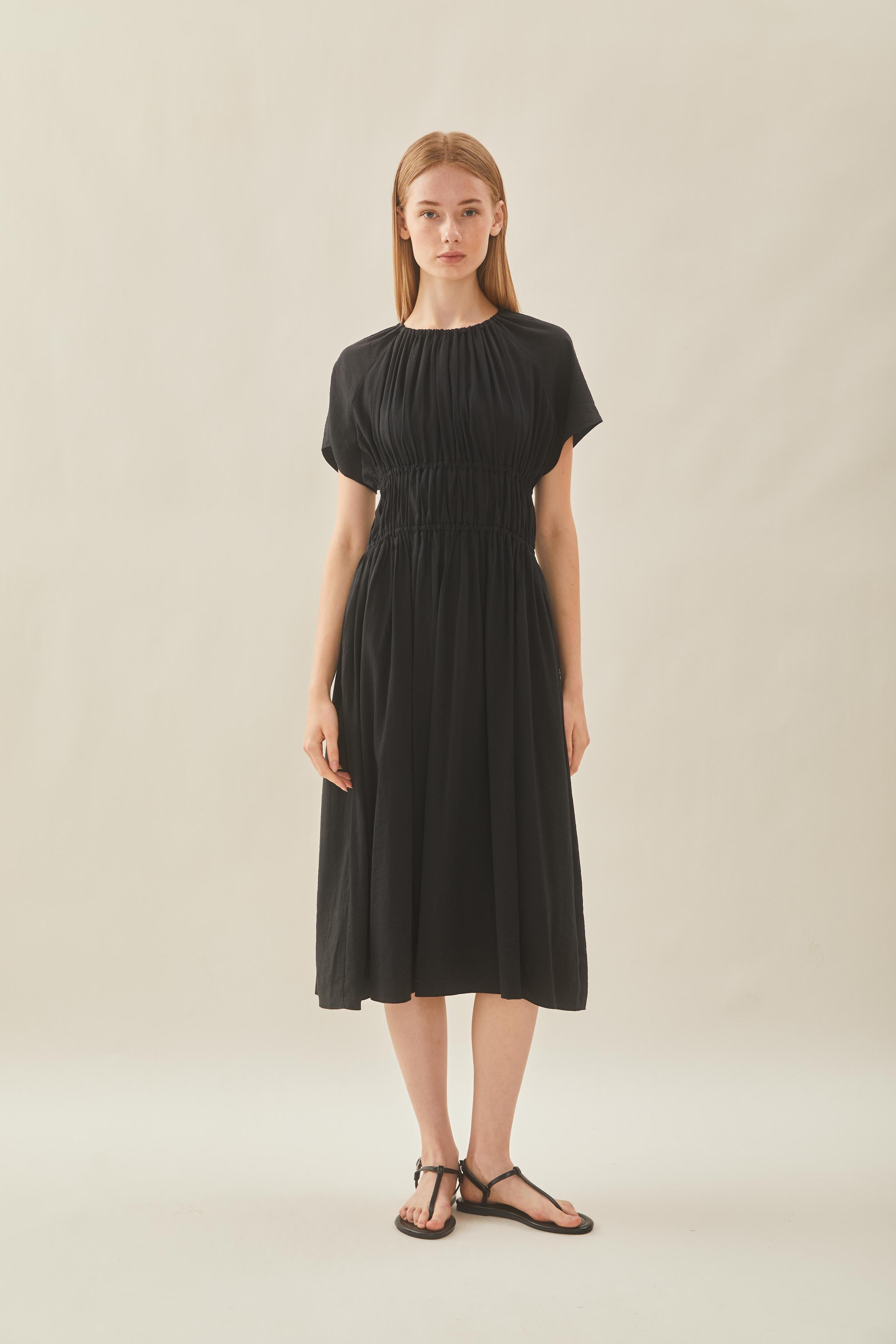 Ruched Waist Dress in Black