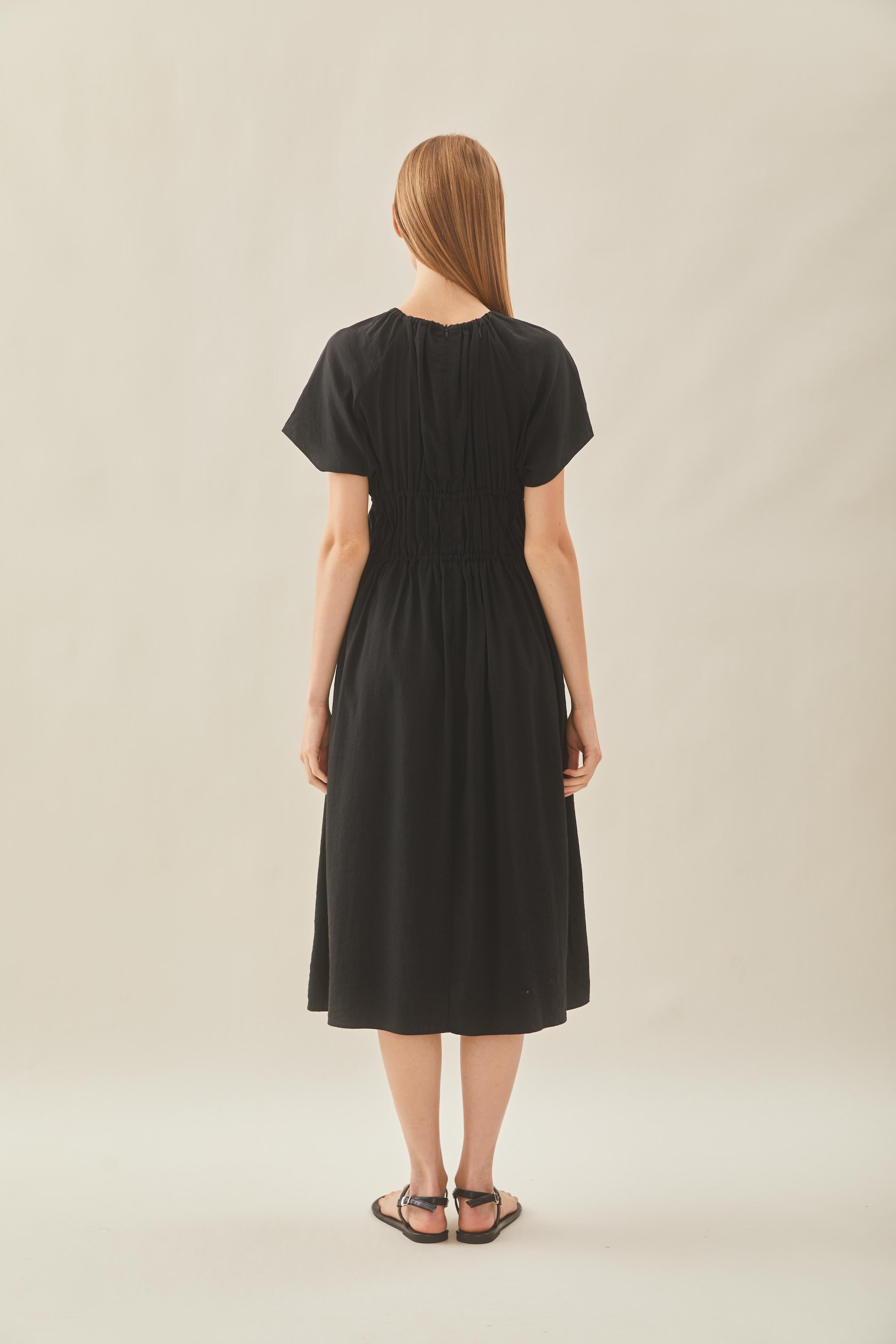 Ruched Waist Dress in Black