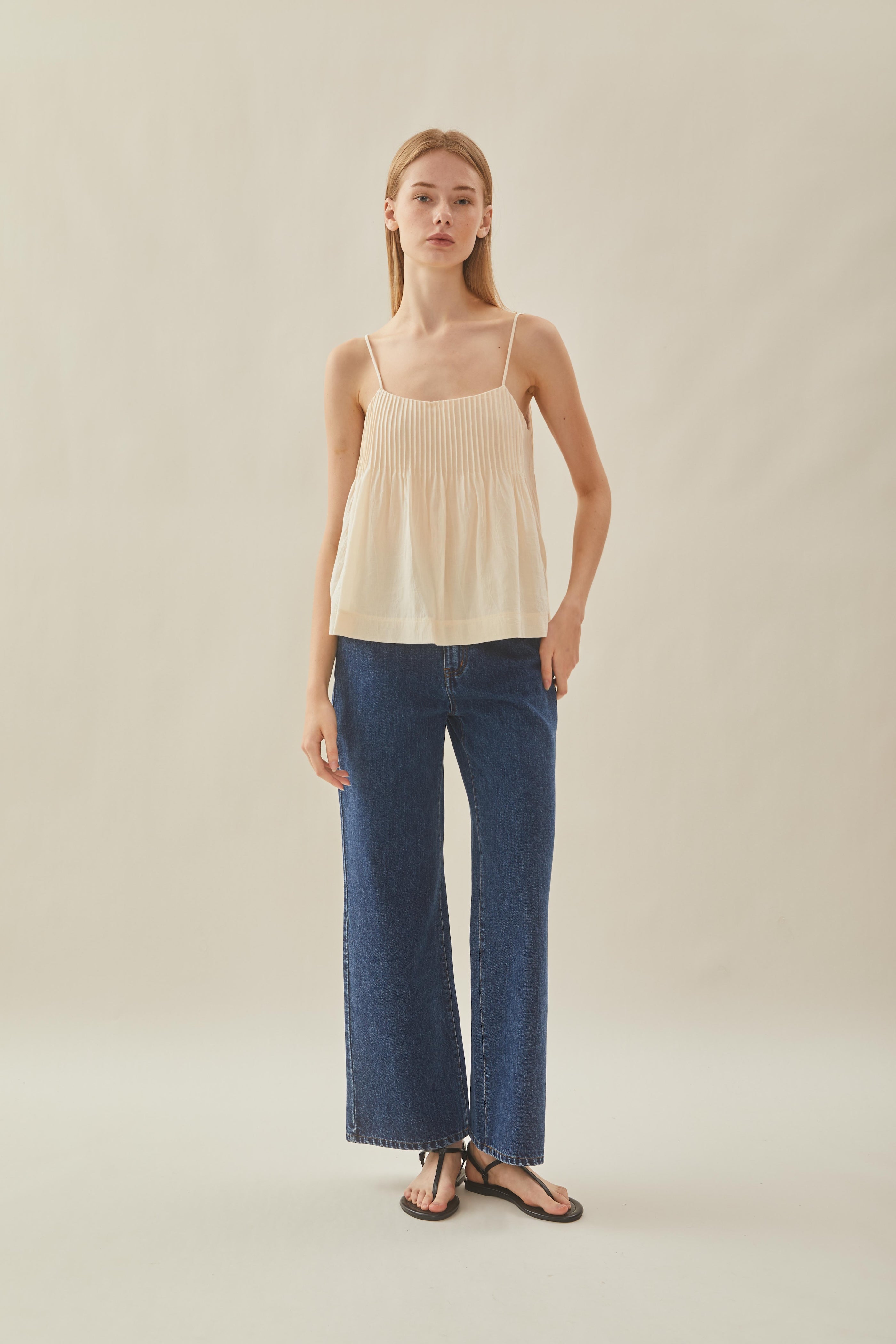 Pintuck Cami Top in Natural