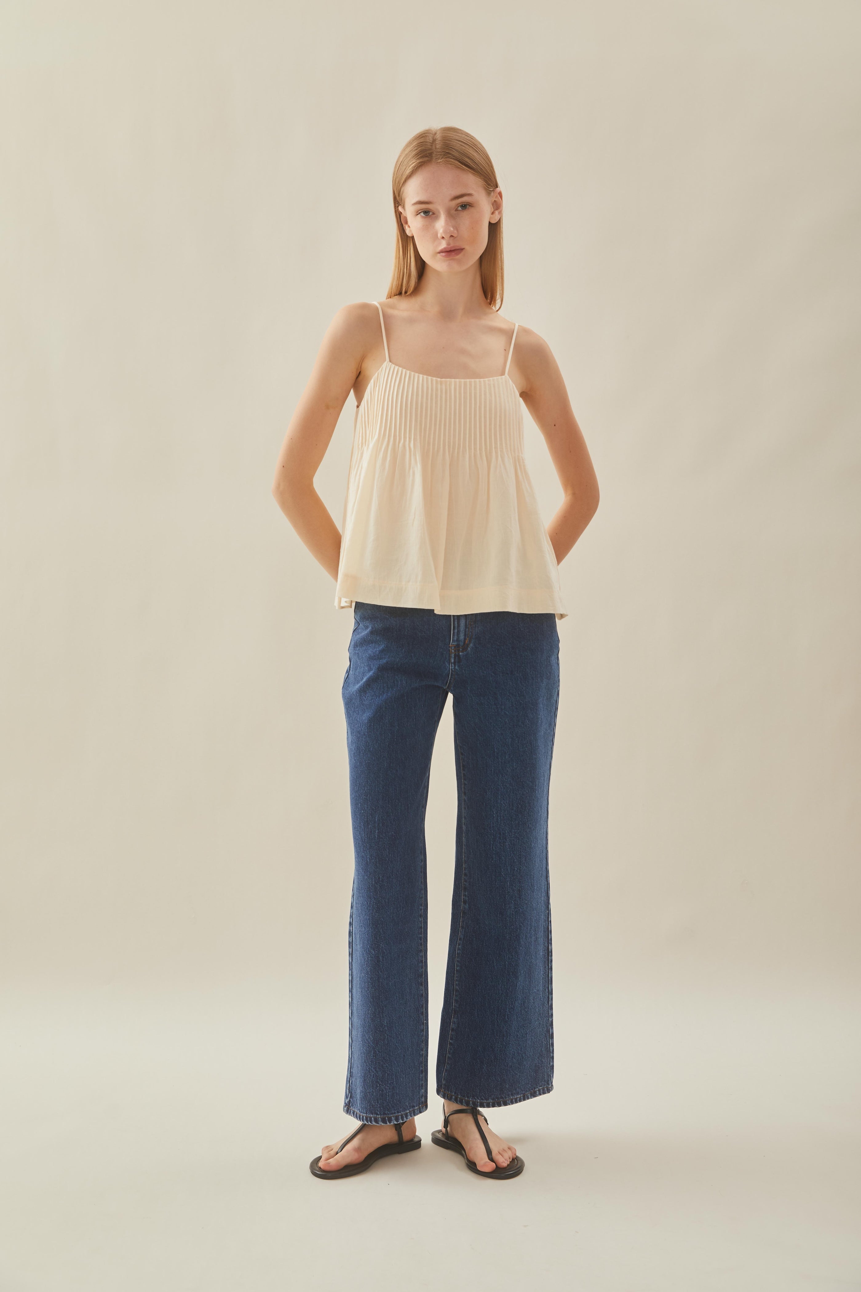 Pintuck Cami Top in Natural