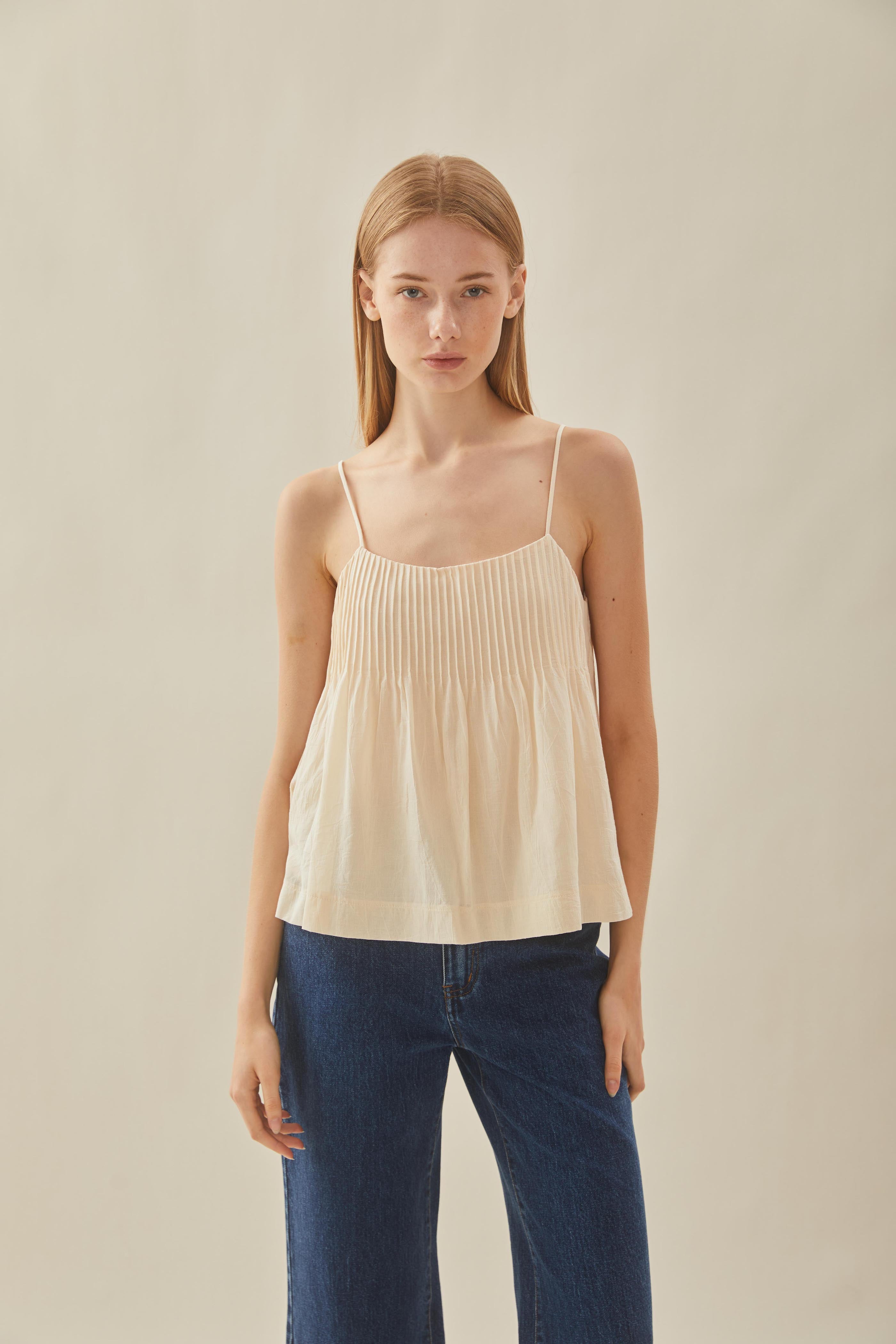 Pintuck Cami Top in Natural