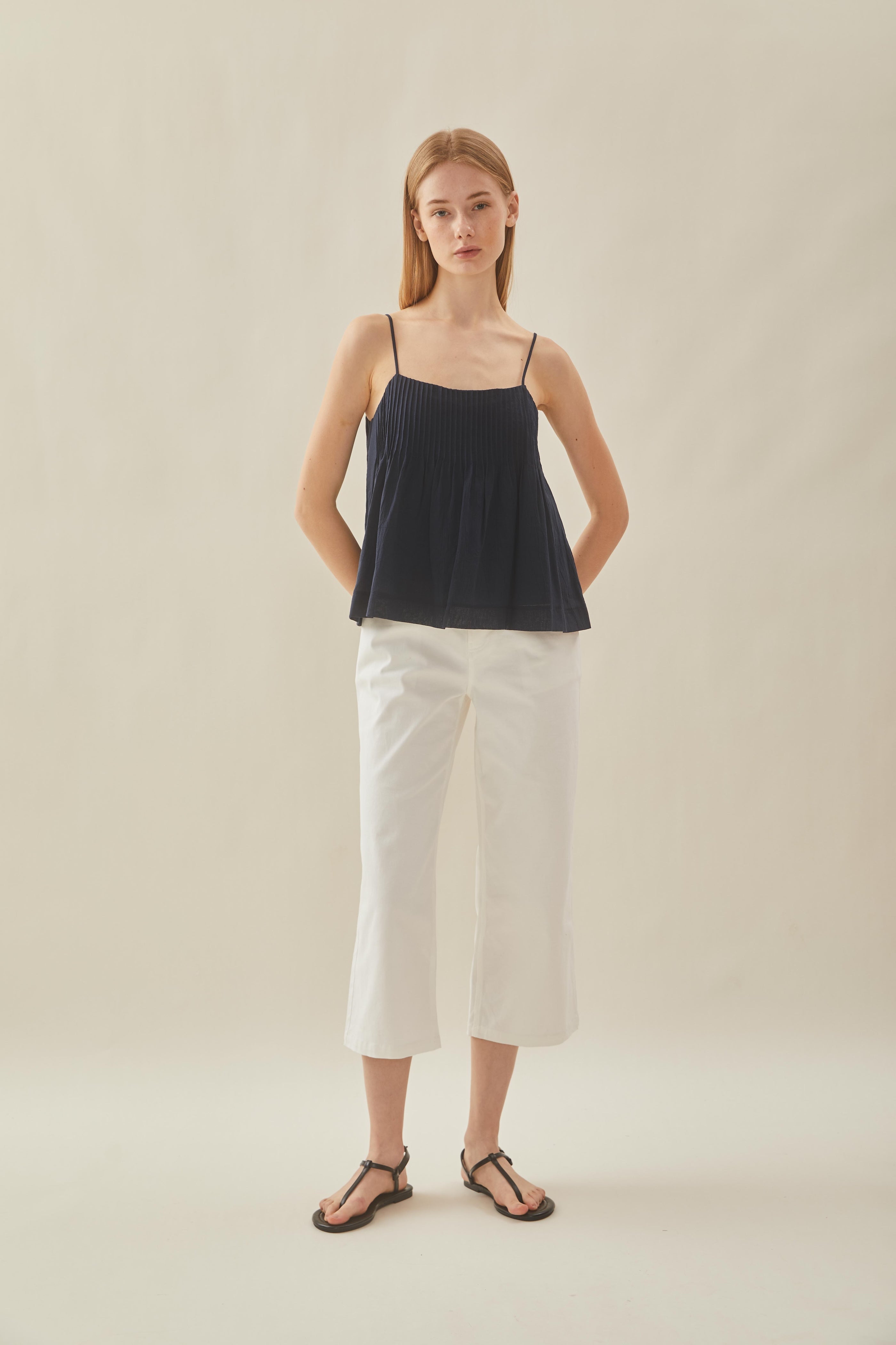 Pintuck Cami Top in Midnight