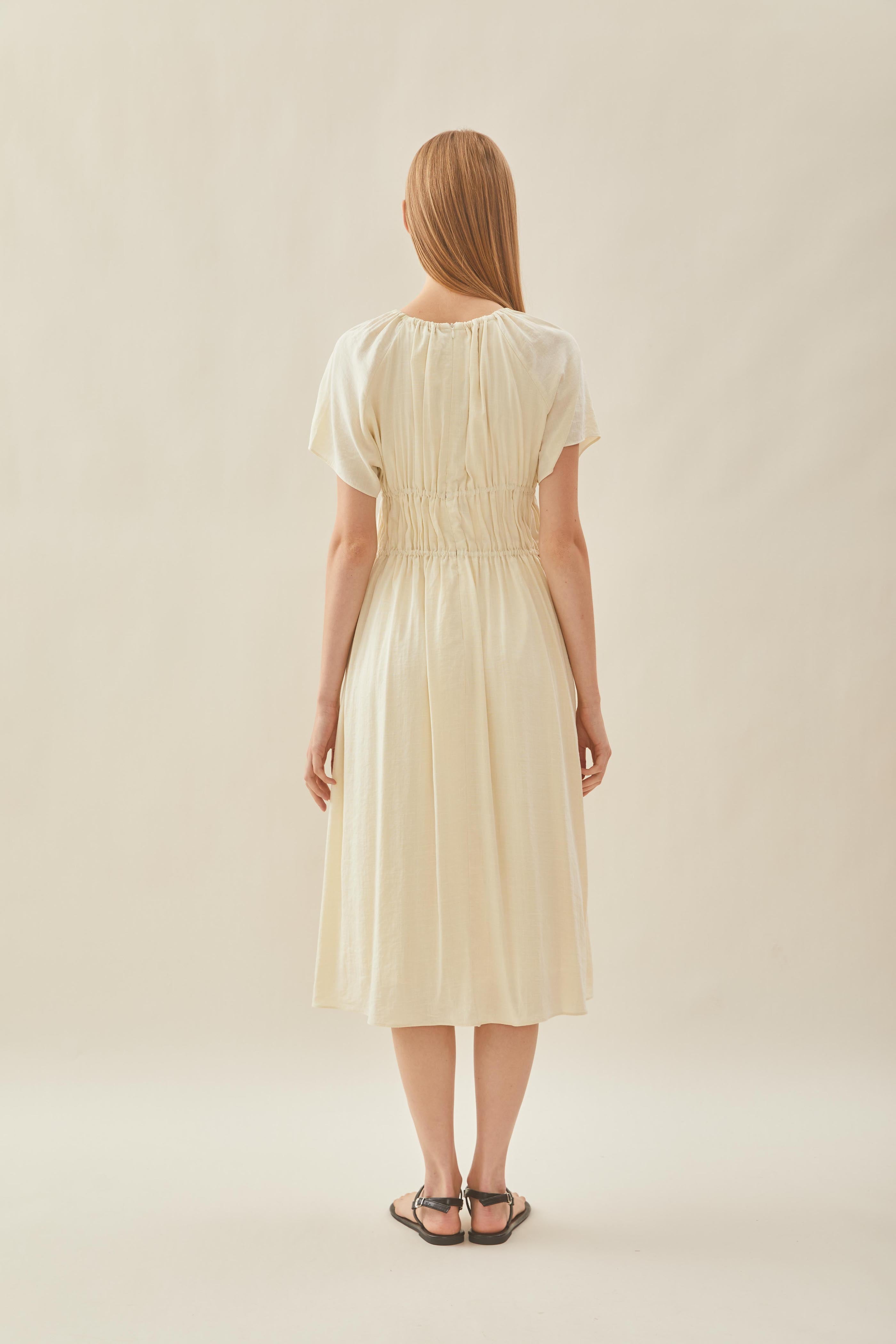 Ruched Waist Dress in Natural