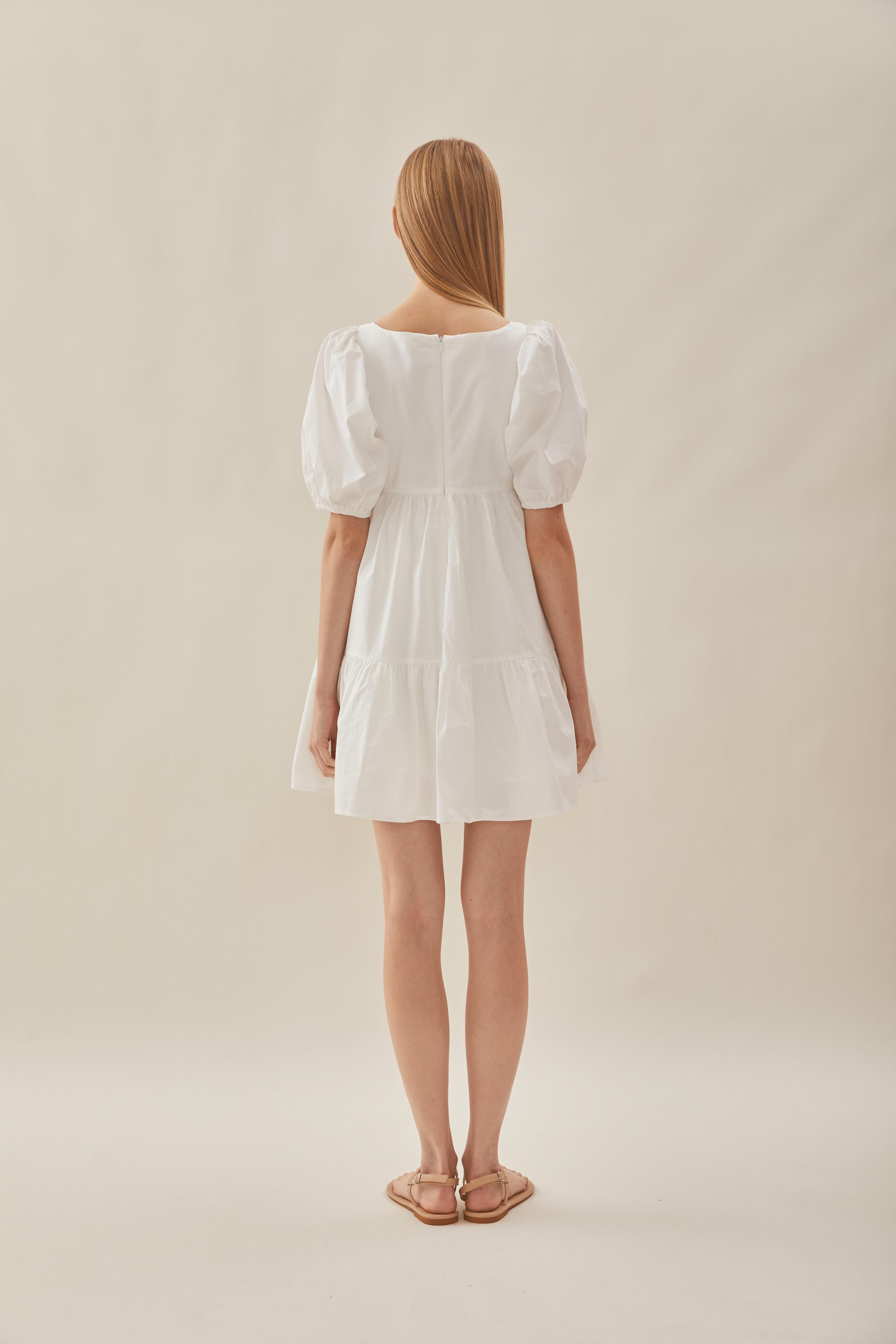 Square Neck Mini Dress in White