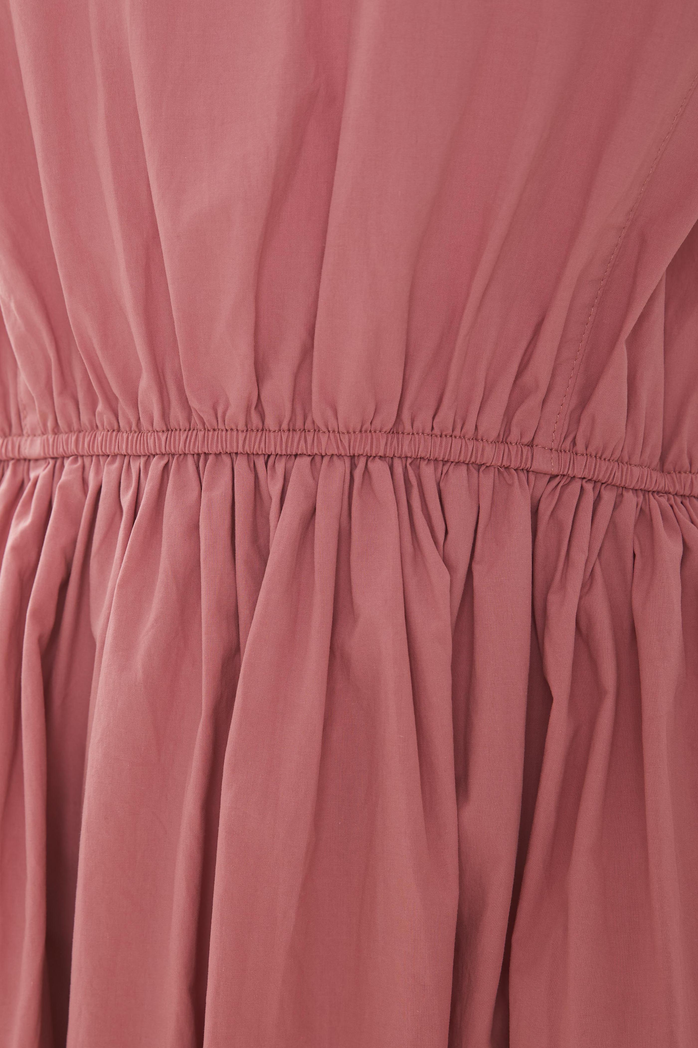 Cotton Gathered Waist Dress in Tea Rose