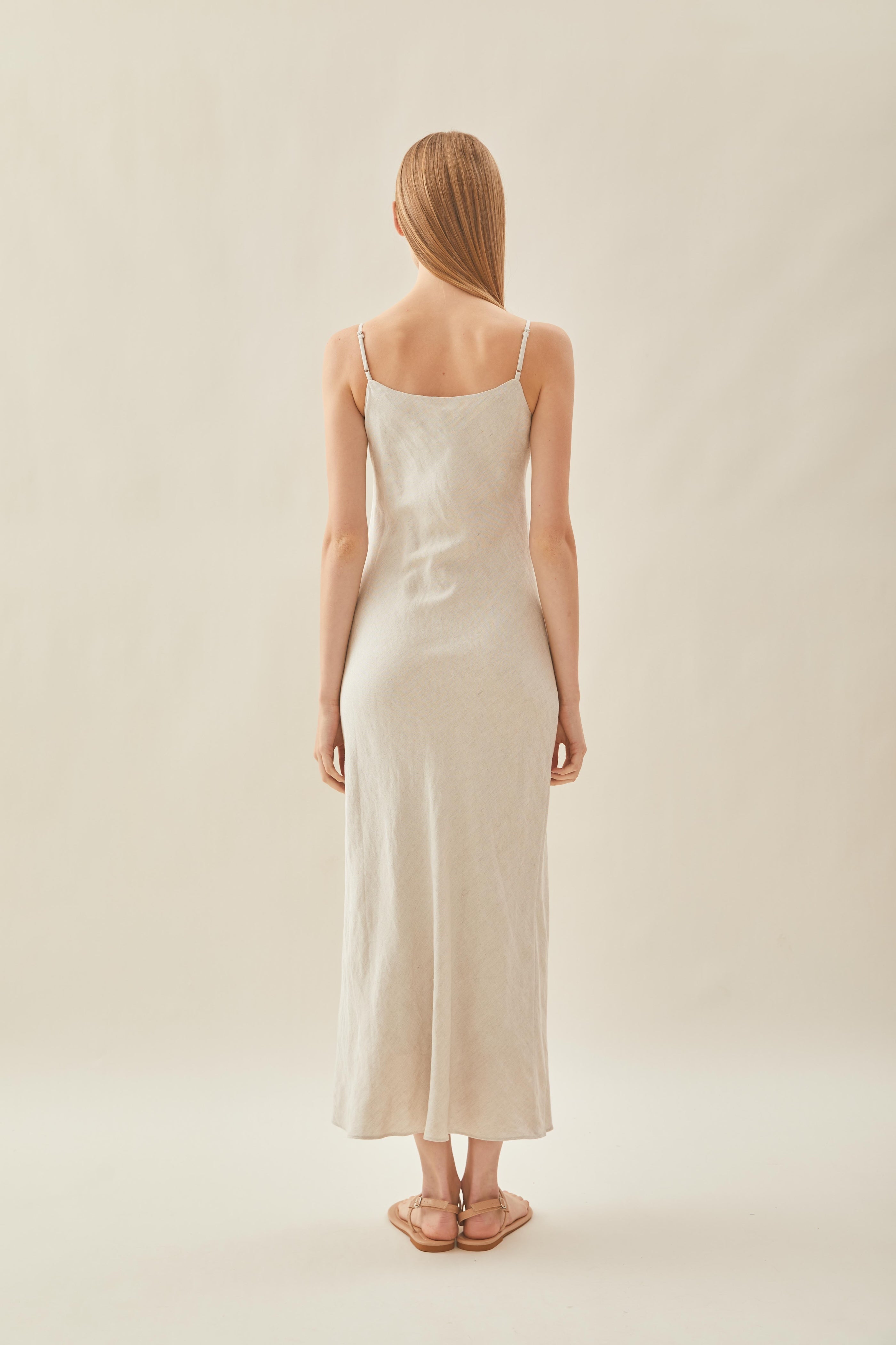 Linen Slip Dress in Natural