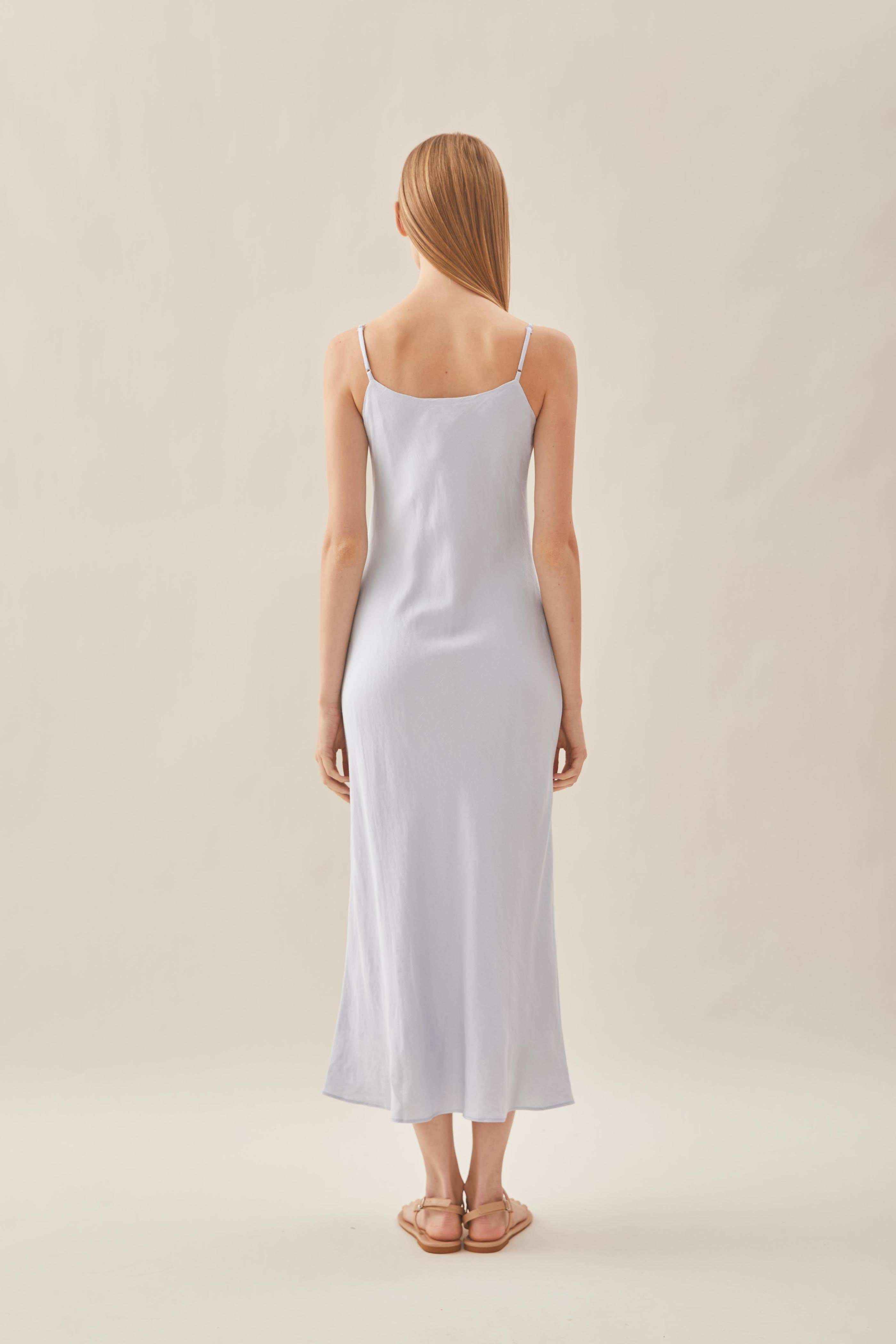 Classic Linen Cami Dress in Mist Blue