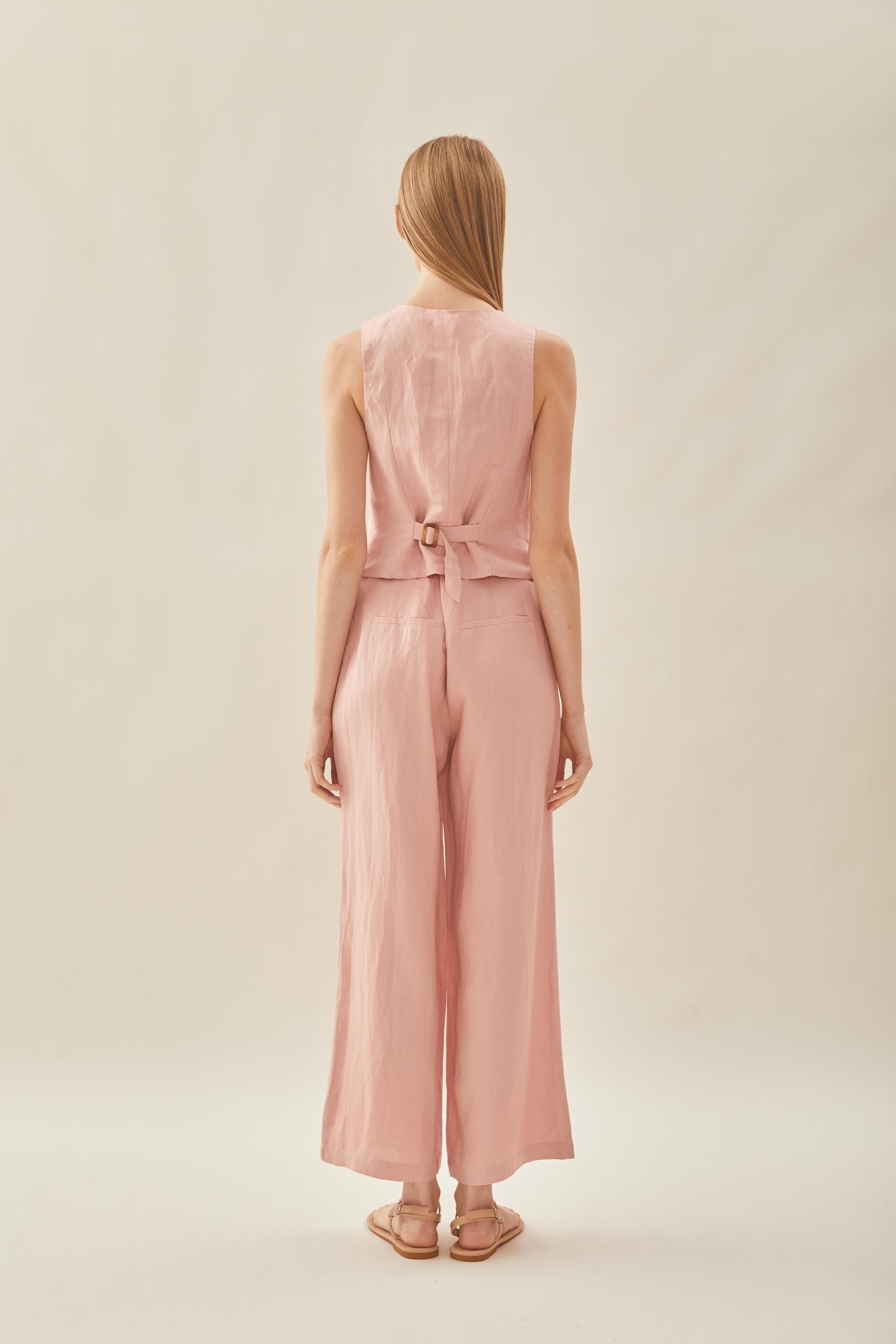 Linen Waistcoat in Petal Pink