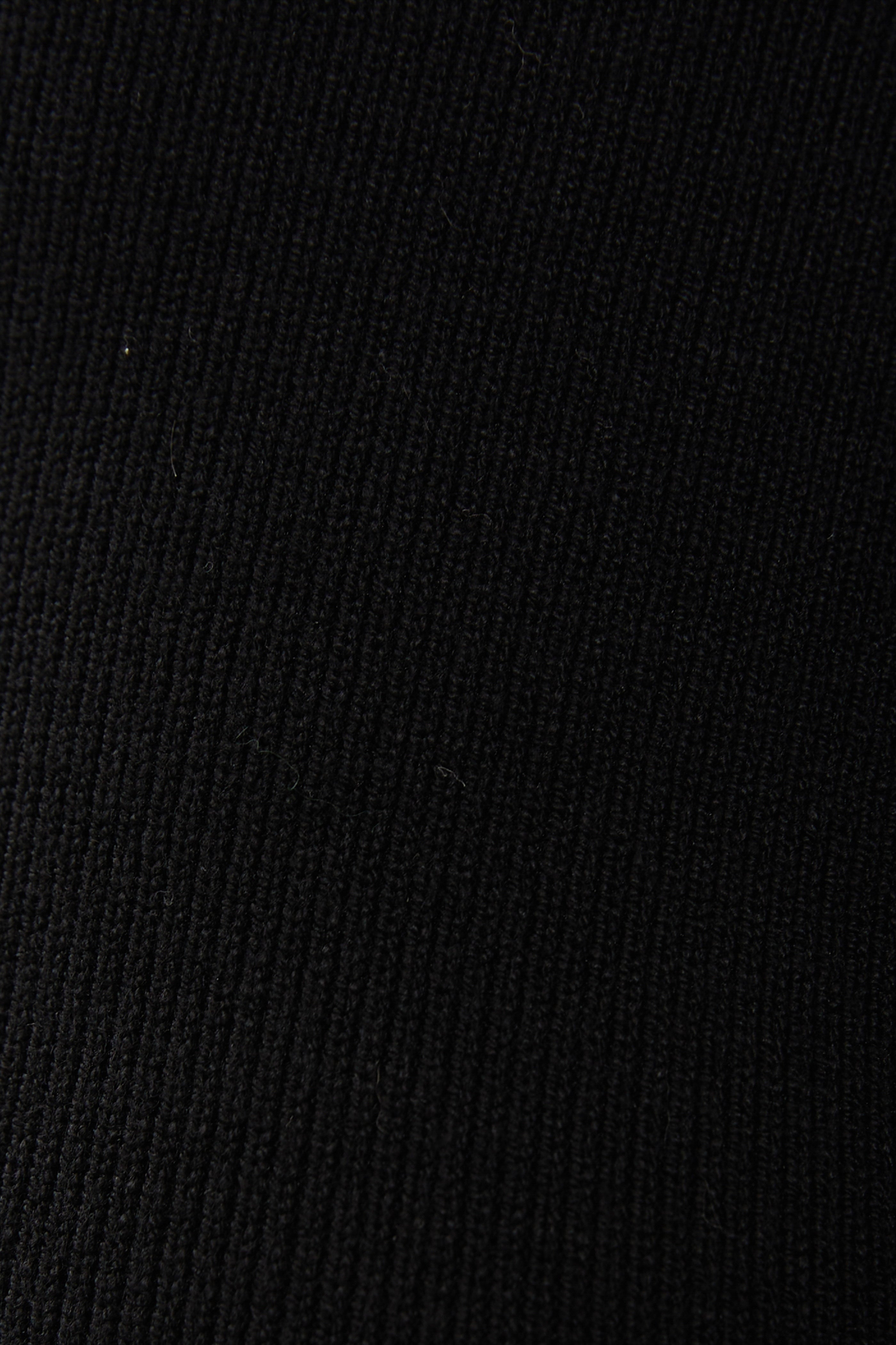 Rounded Square Neck Knit Dress in Black