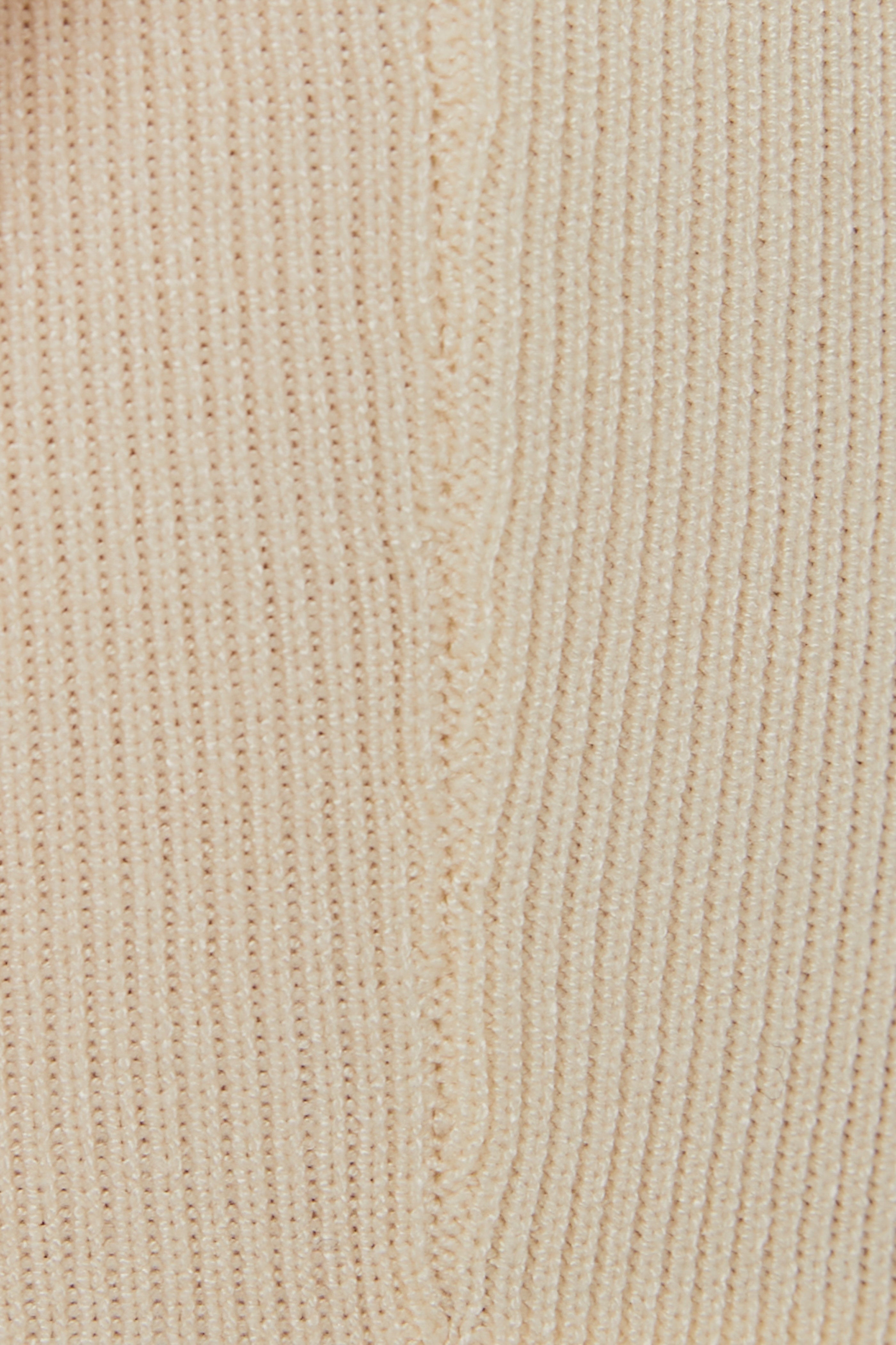 Rounded Square Neck Knit Dress in Bone