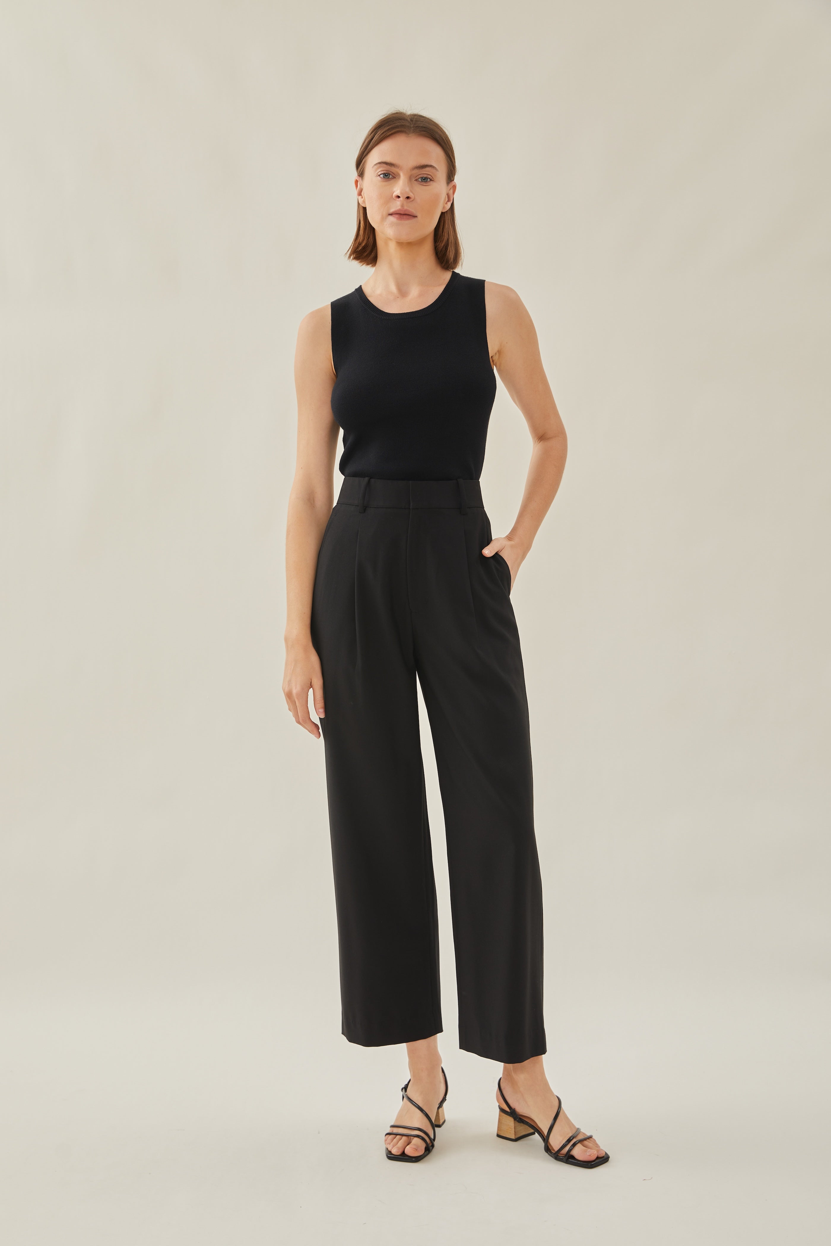High Waisted Suit Trousers in Black