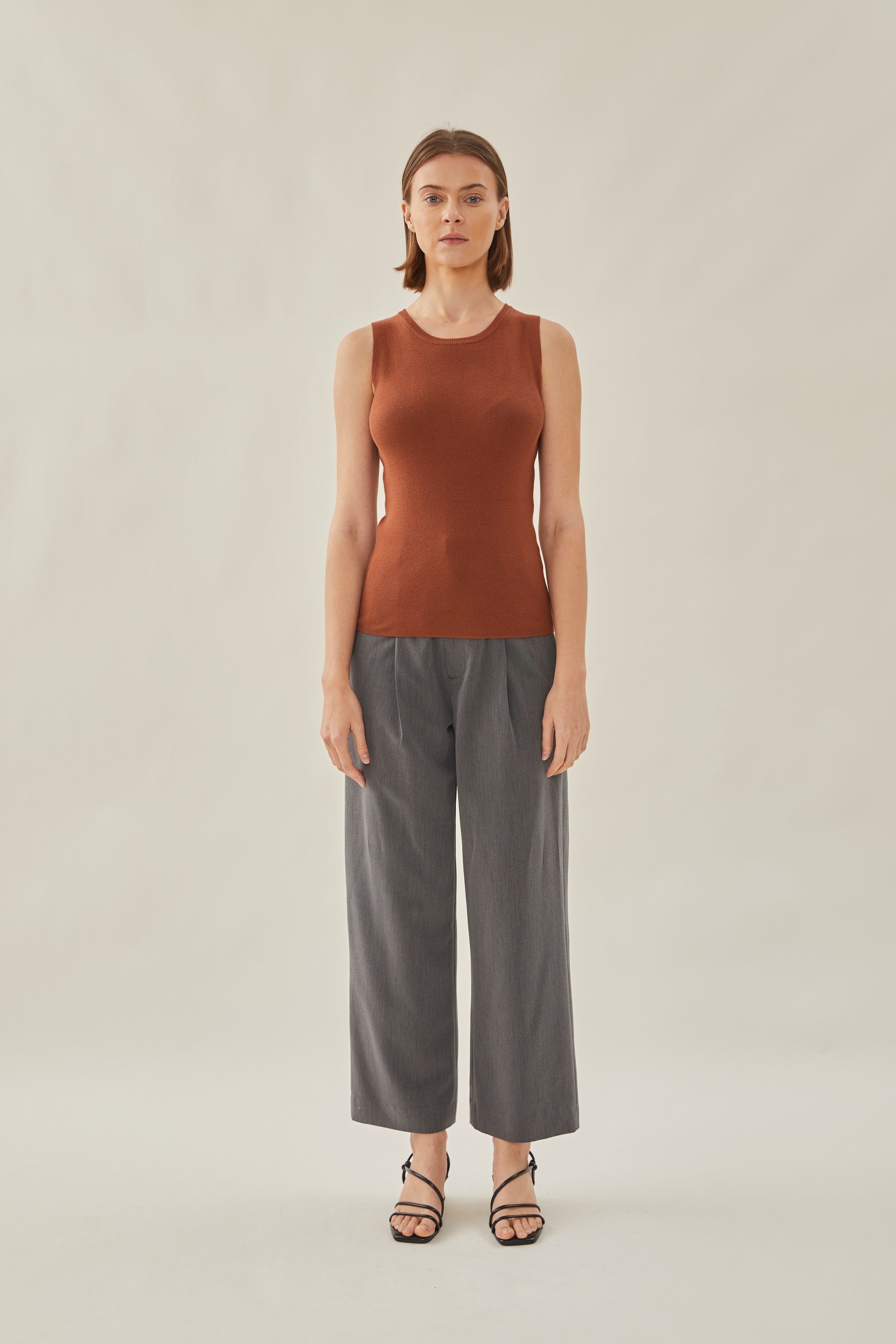 Sleeveless Knit Tank in Auburn