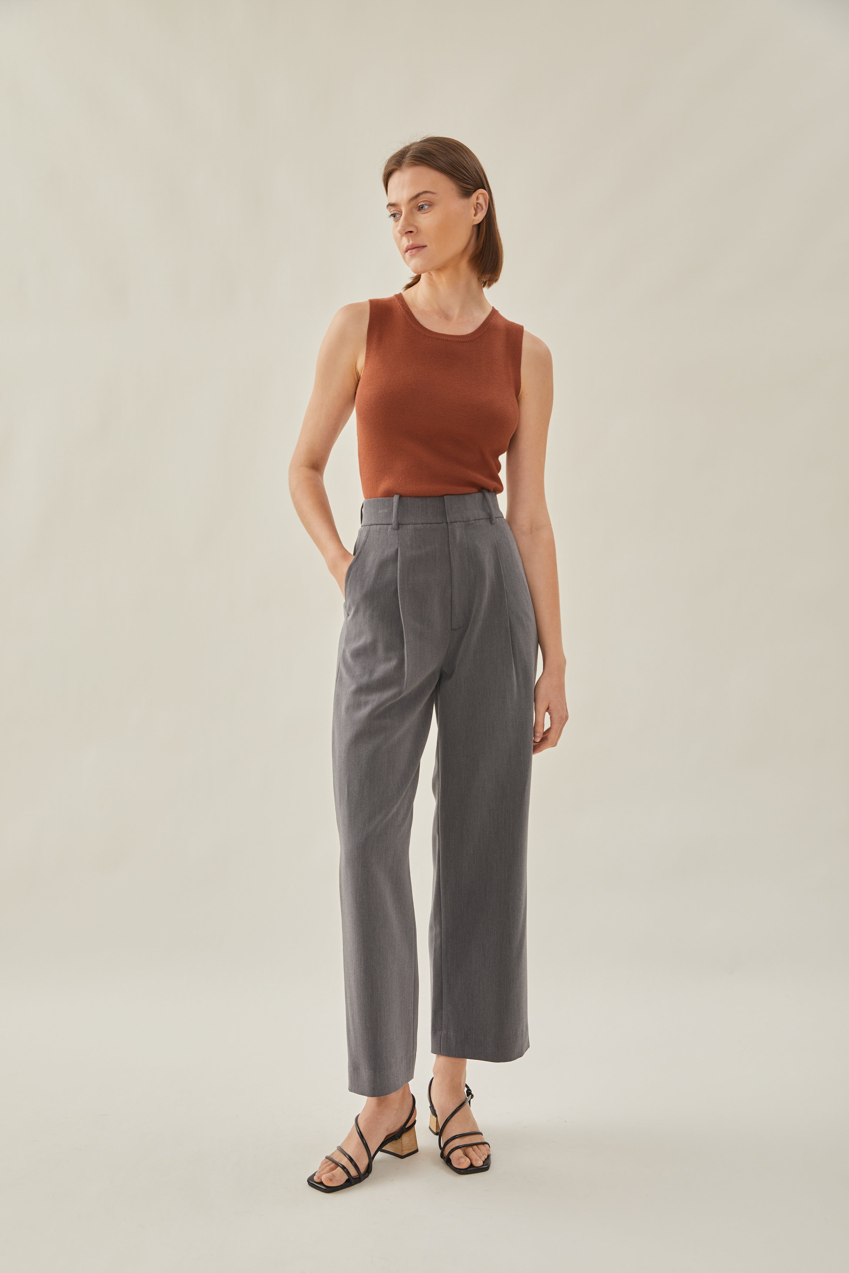 Sleeveless Knit Tank in Auburn