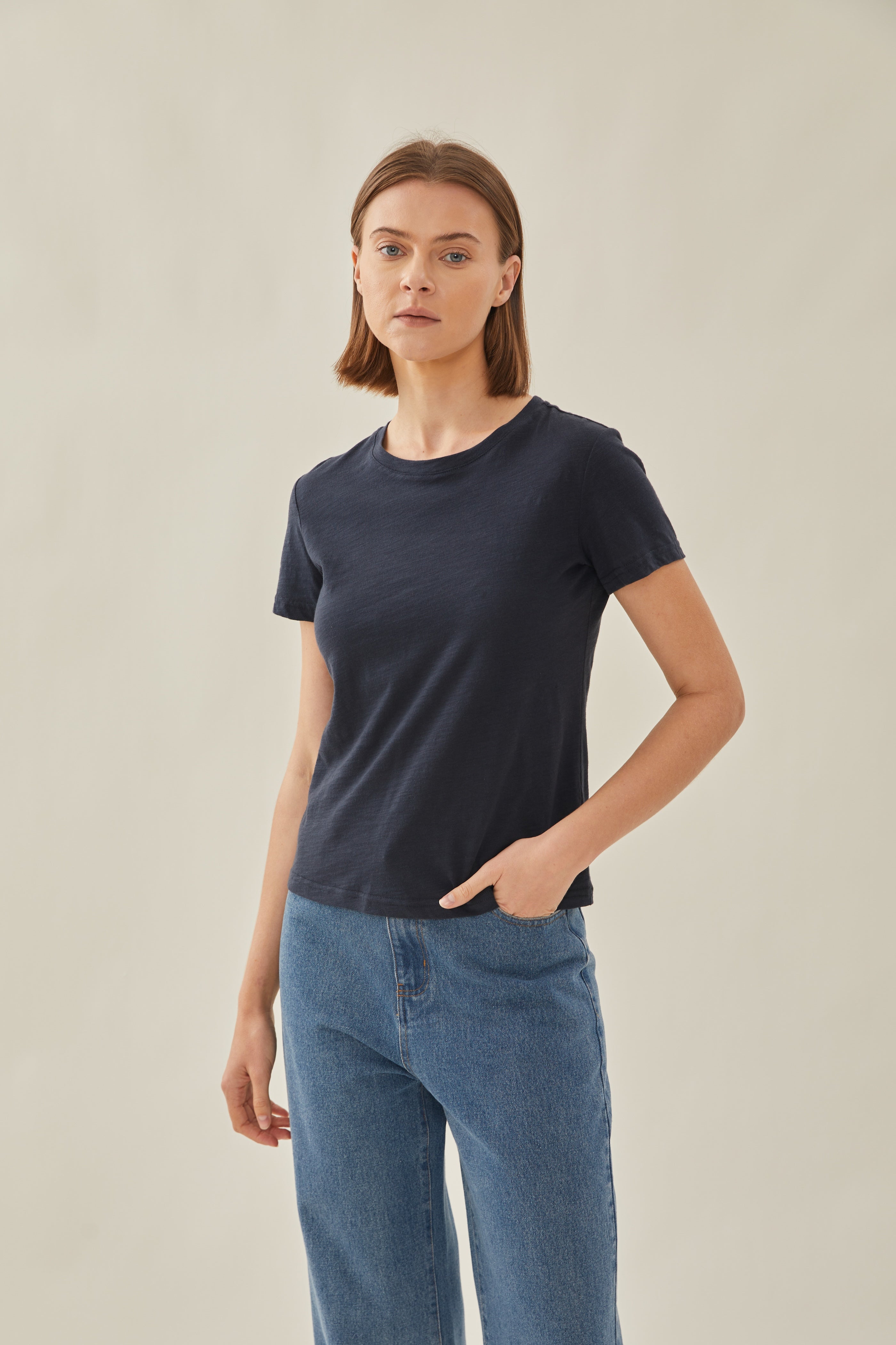 Soft Fitted Tee in Dark Navy