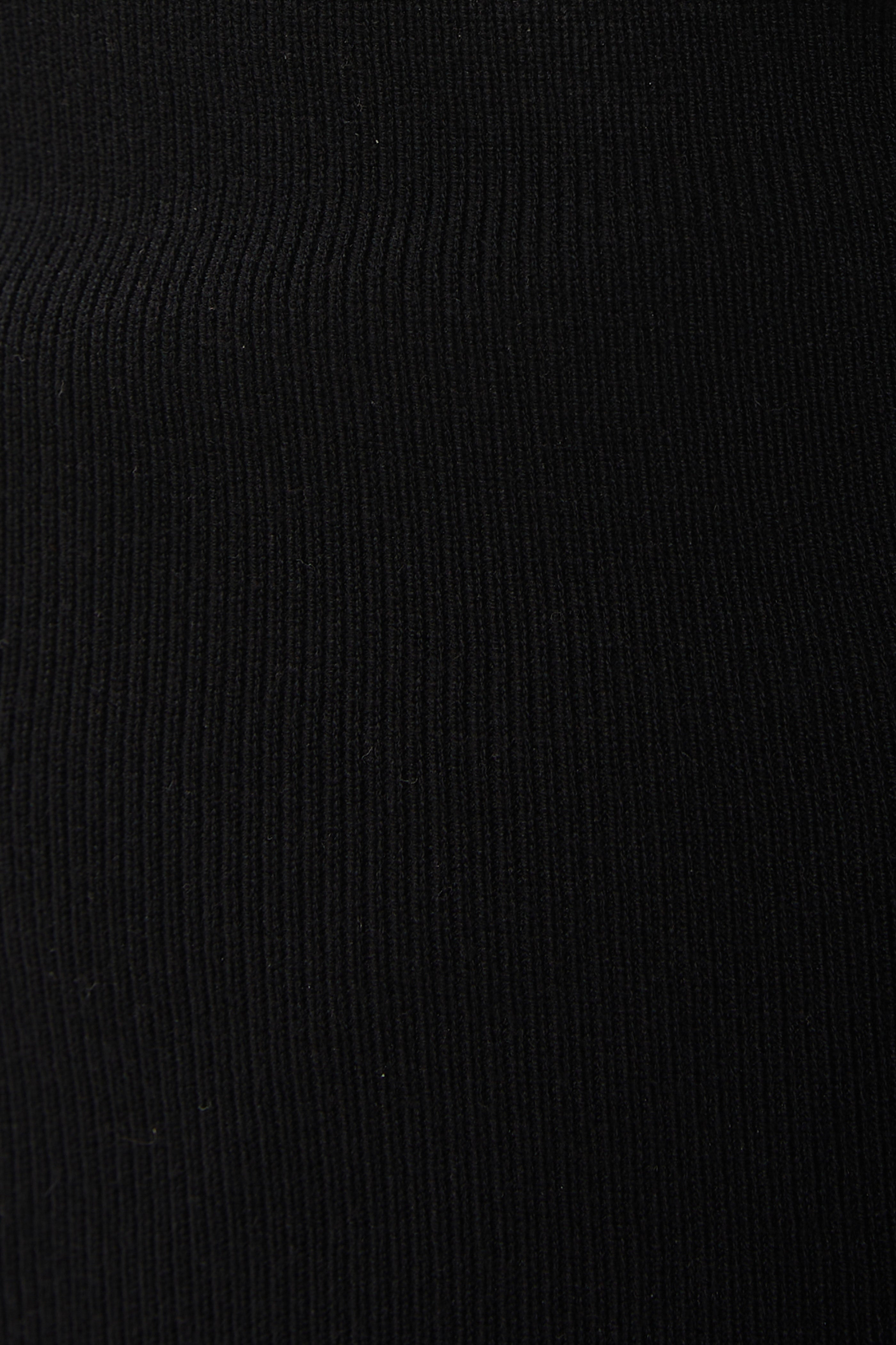 Rounded Square Neck Knit Top in Black