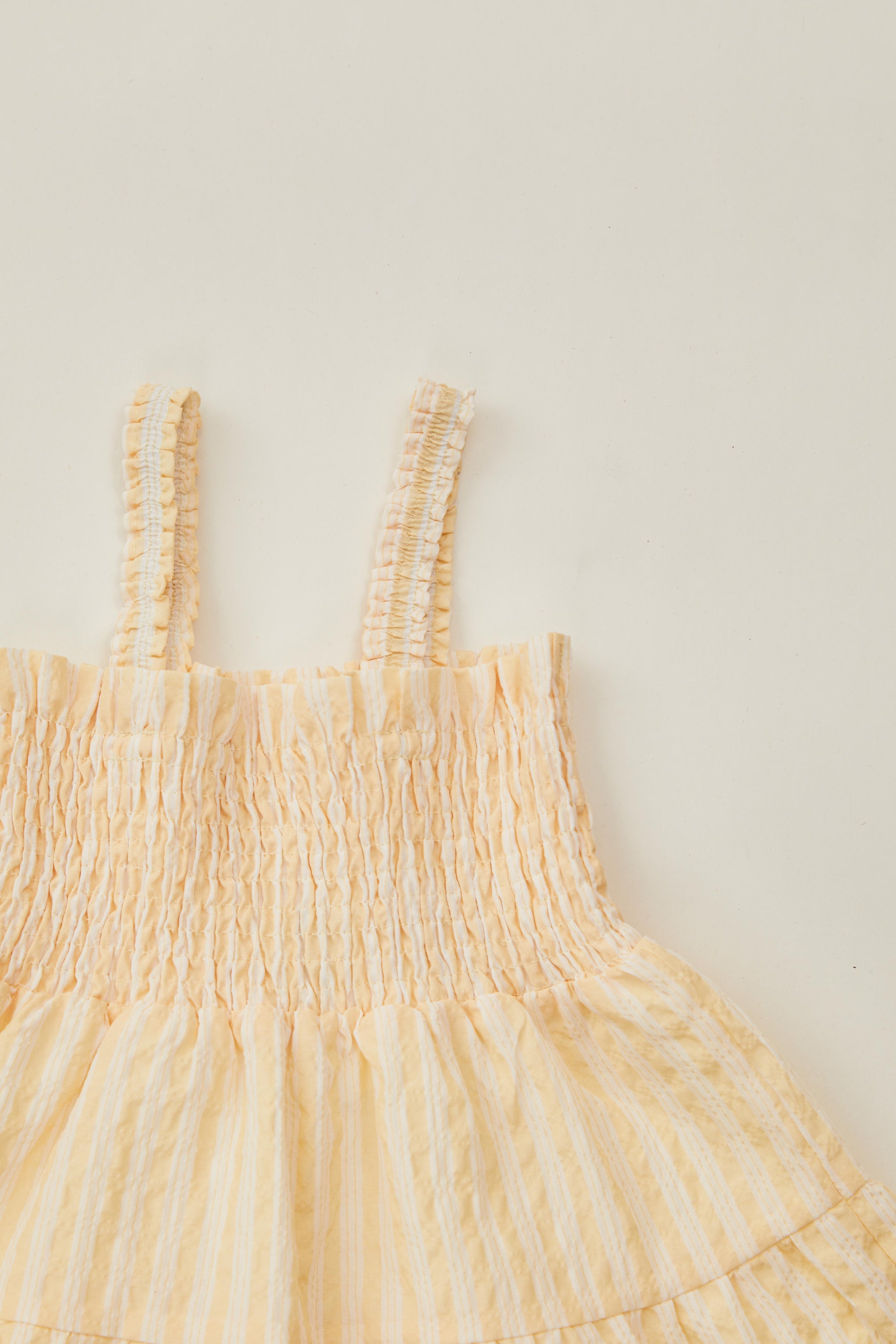 Mini Tiered Smocked Dress in Stripe Yellow