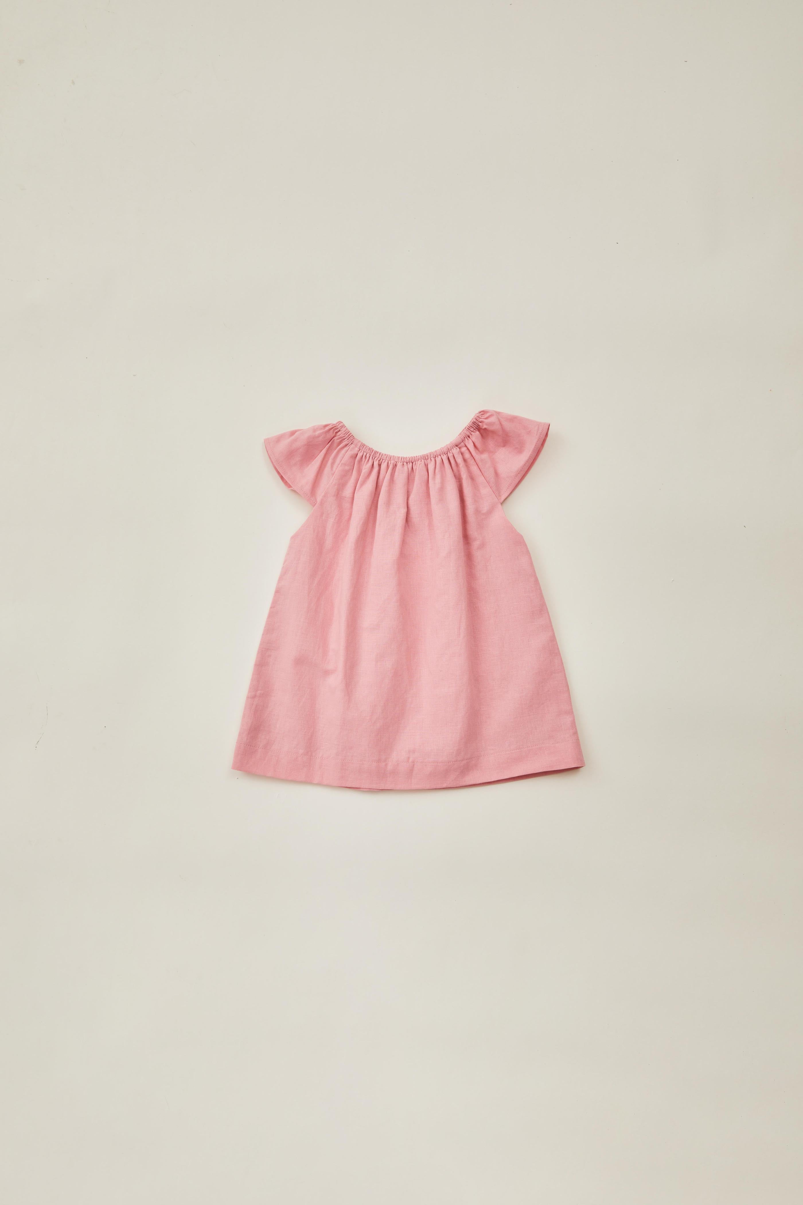 Mini Gathered Neckline Dress in Pink