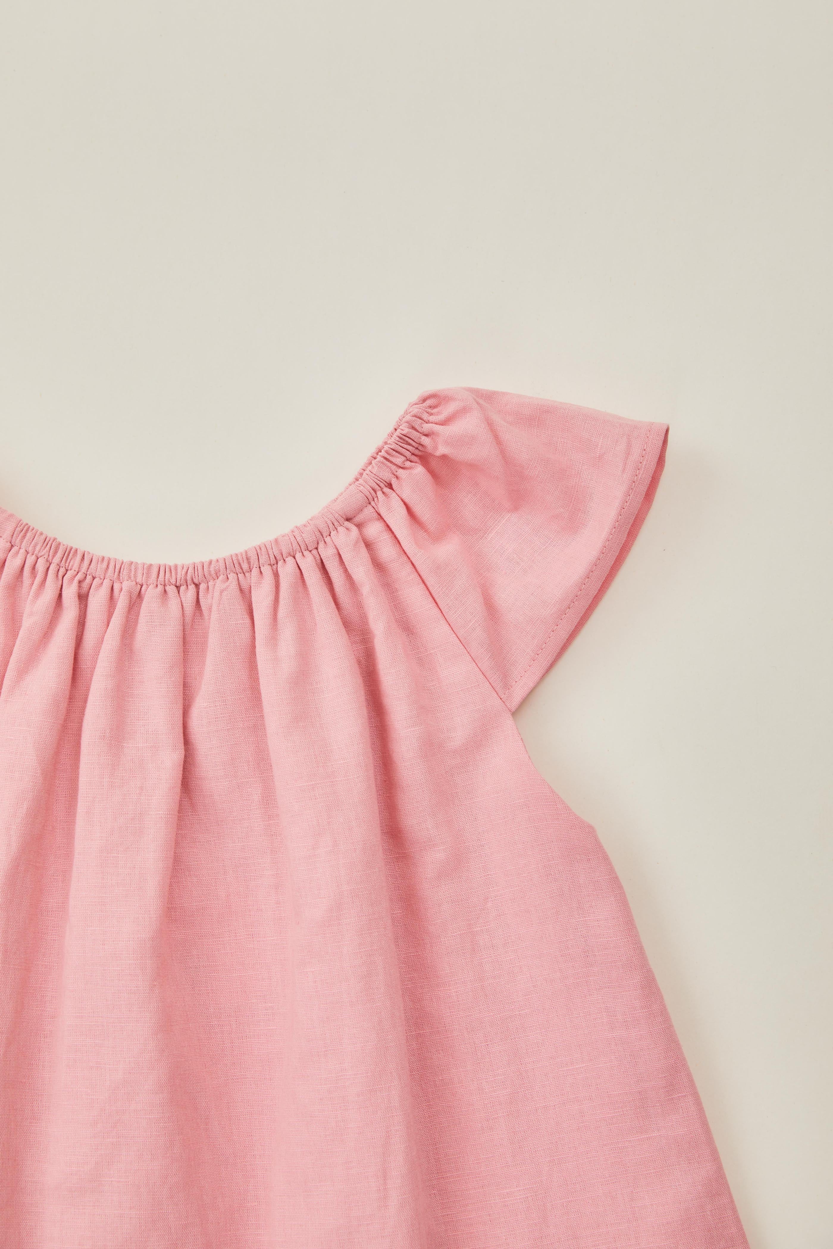 Mini Gathered Neckline Dress in Pink