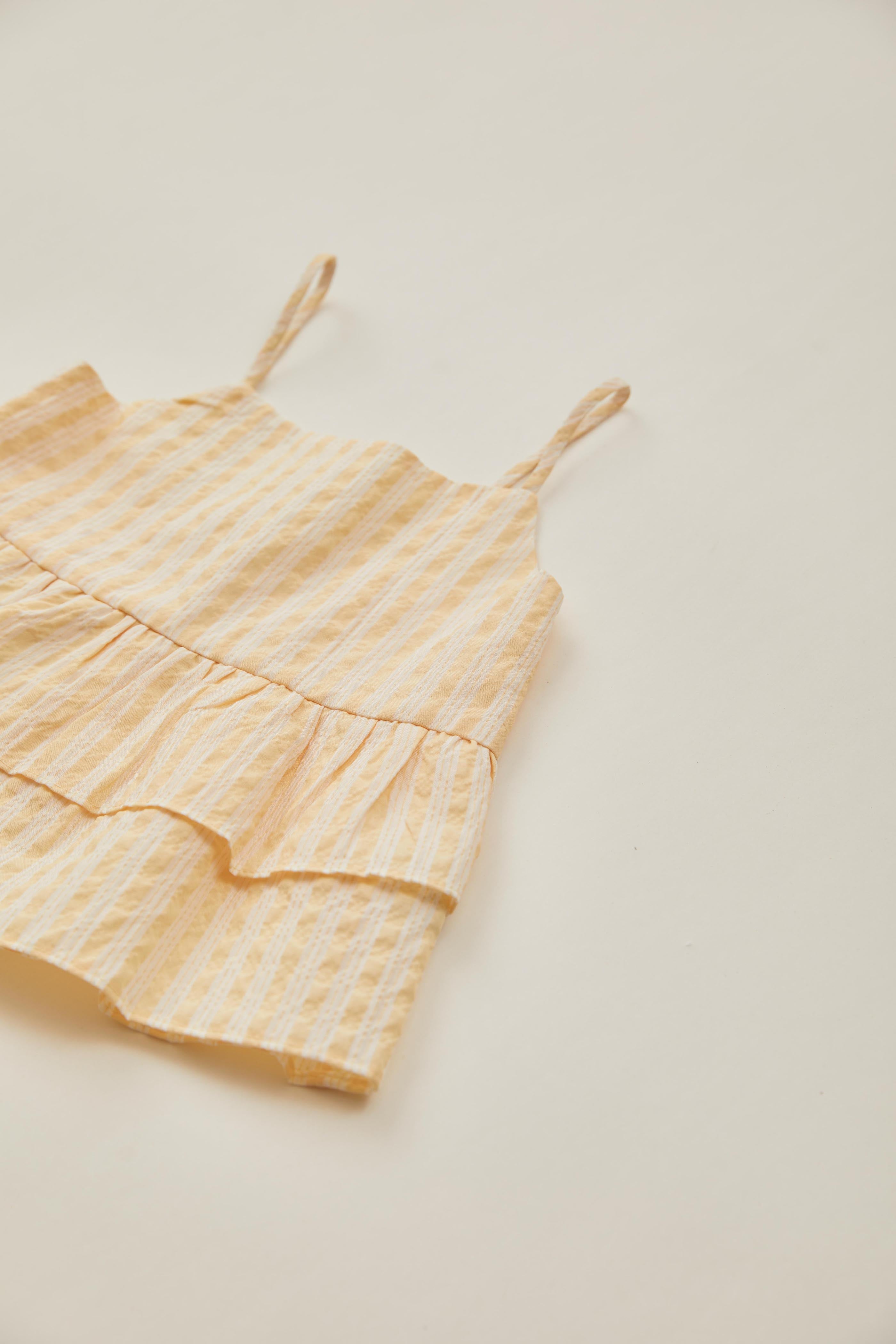 Mini Tiered Top in Stripe Yellow