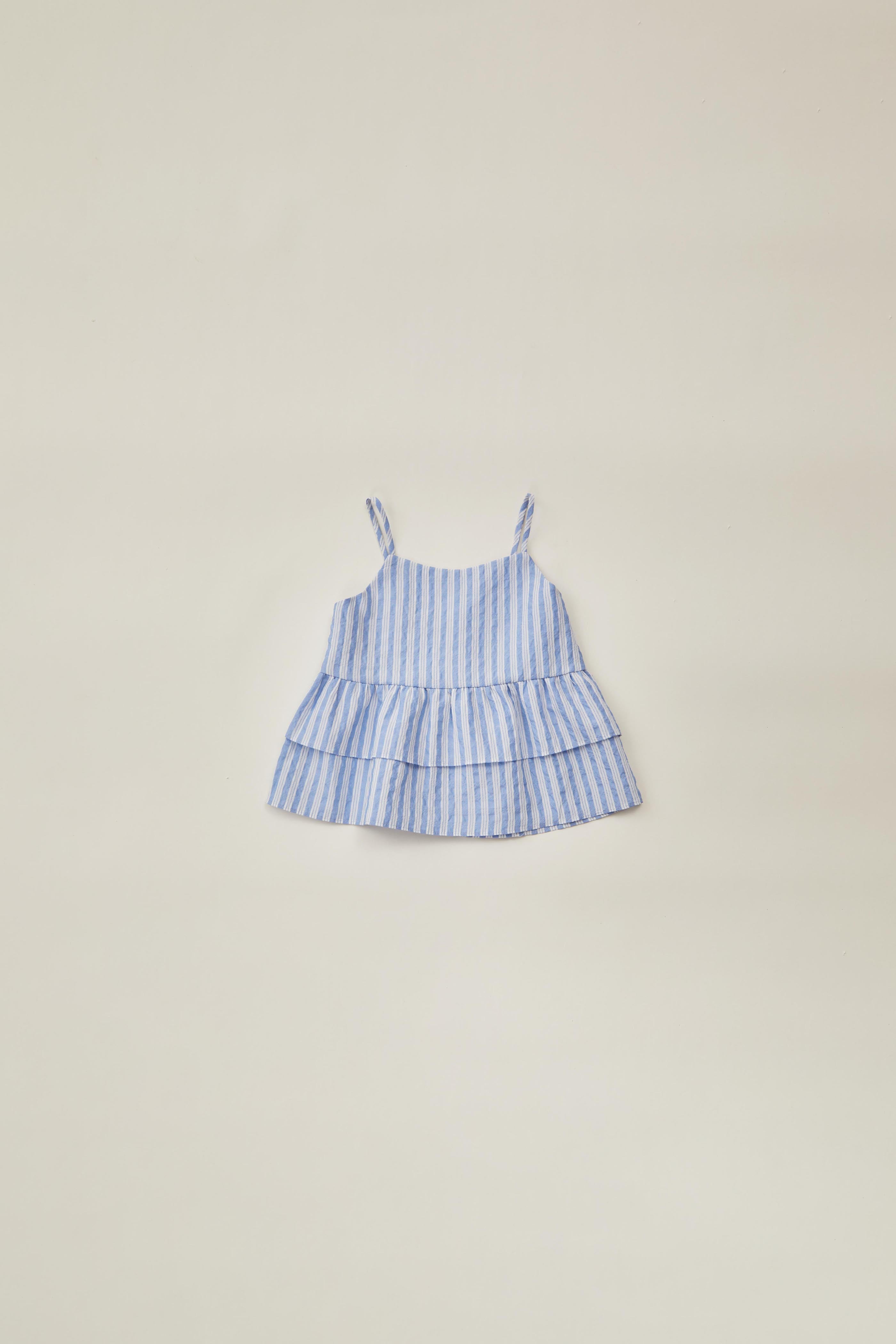 Mini Tiered Top in Stripe Blue