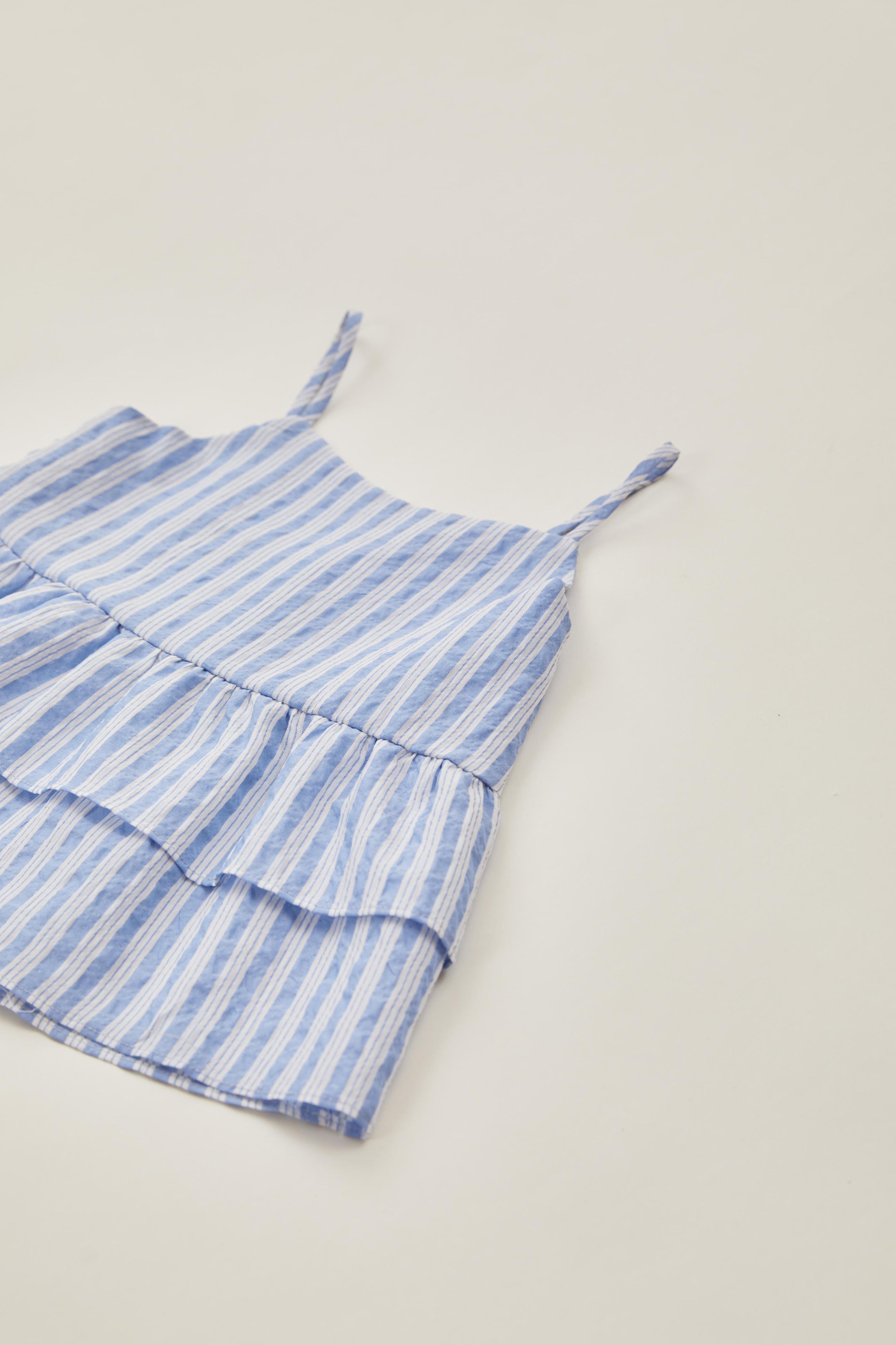 Mini Tiered Top in Stripe Blue