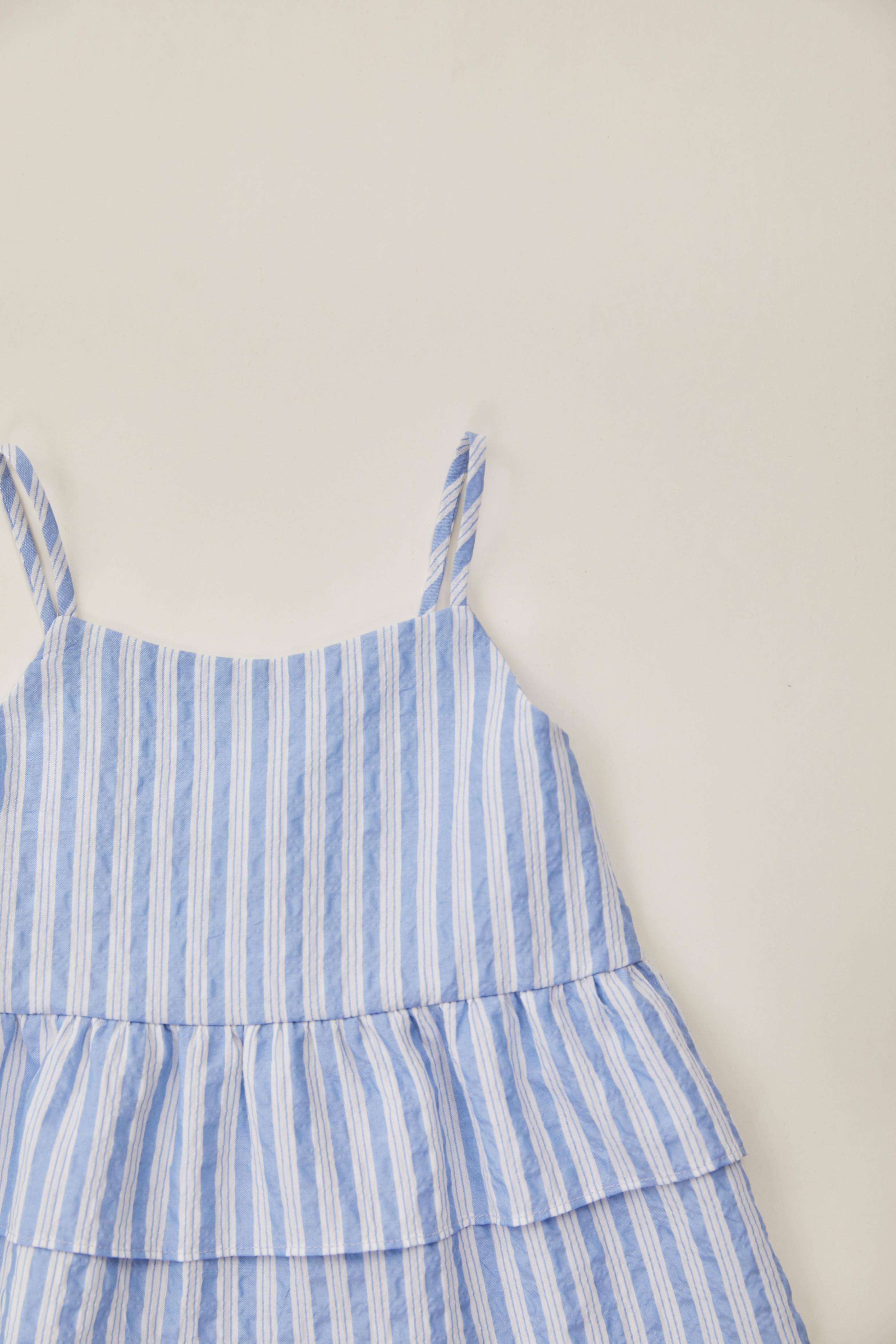 Mini Tiered Top in Stripe Blue