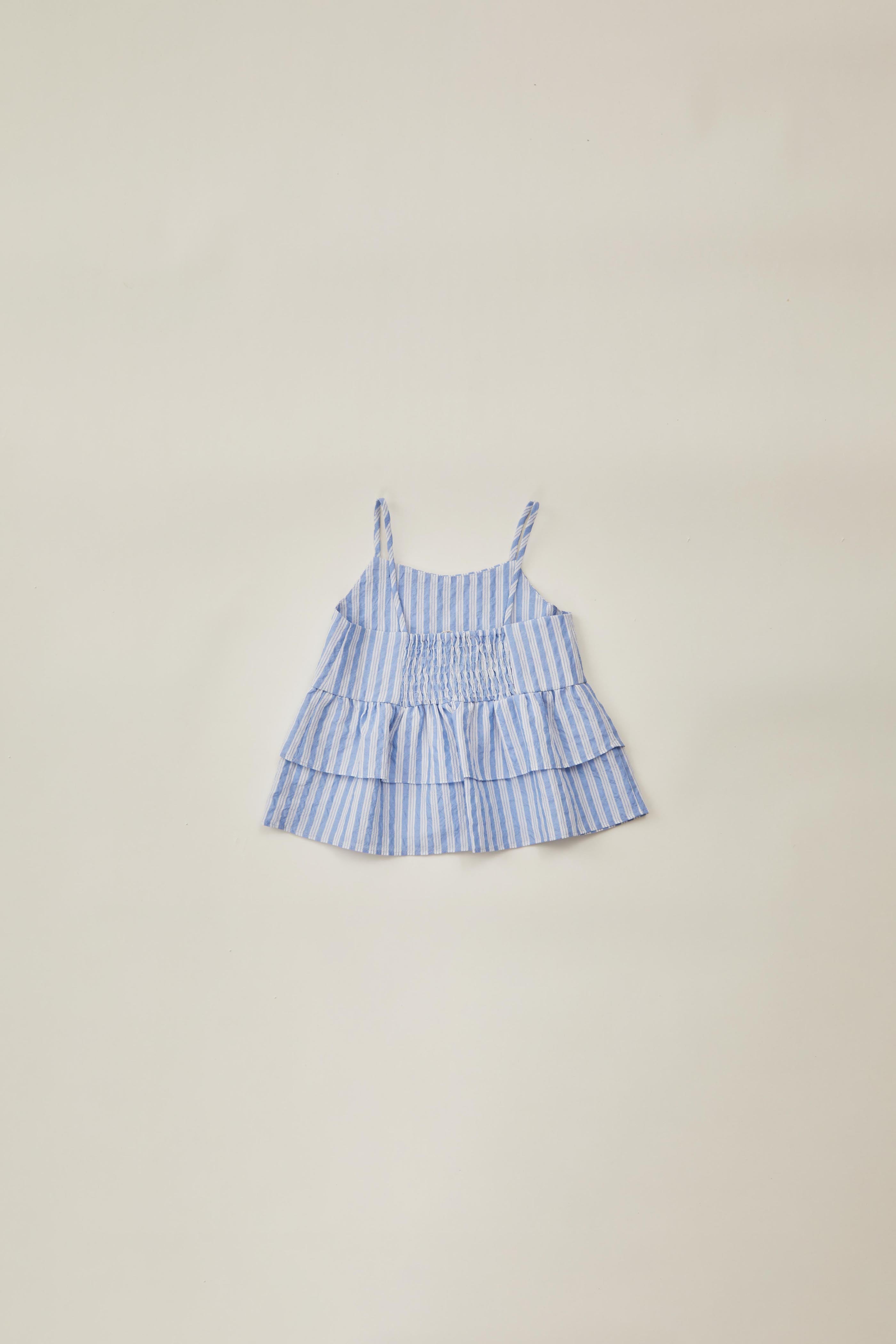 Mini Tiered Top in Stripe Blue