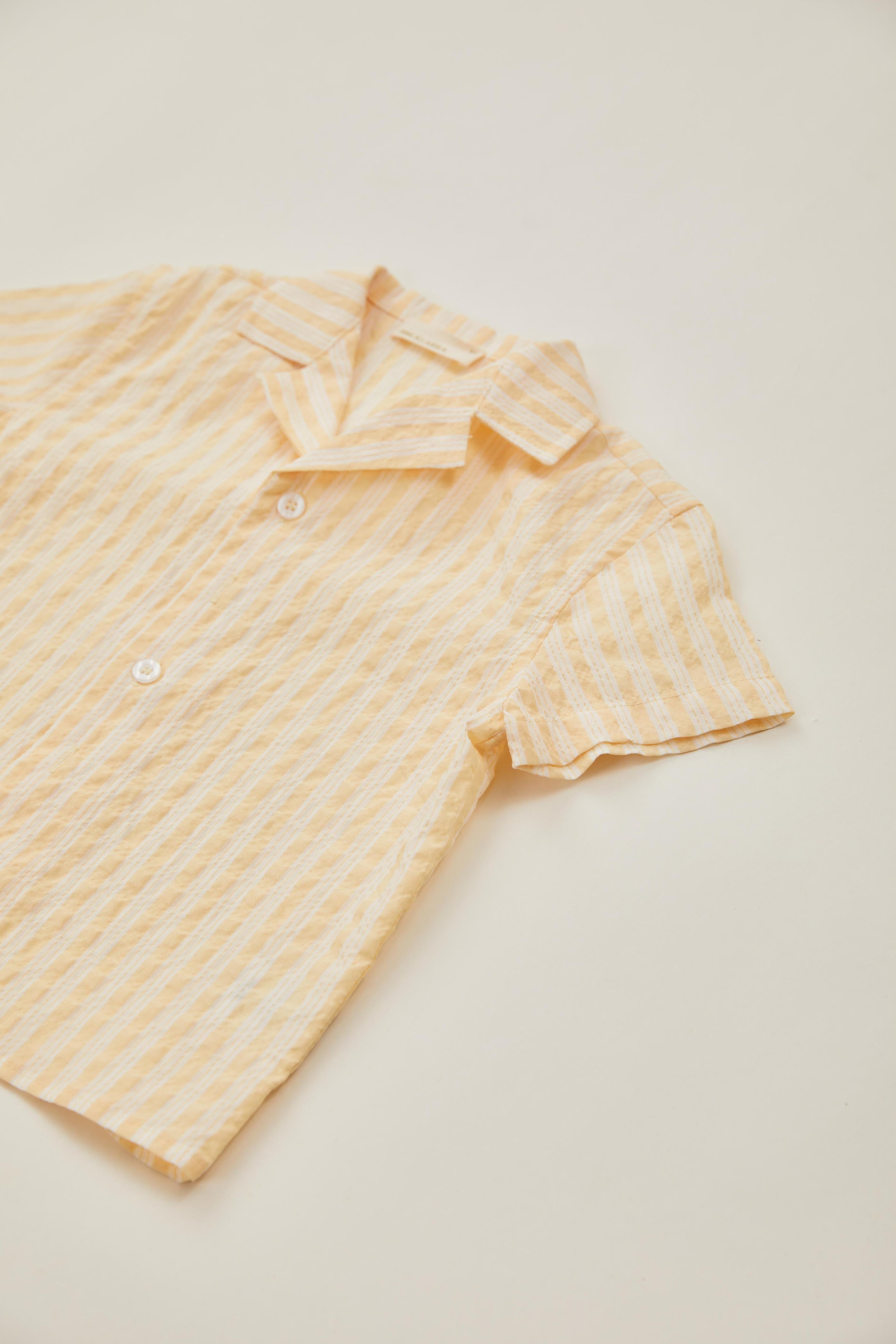 Mini Button Through Shirt in Stripe Yellow