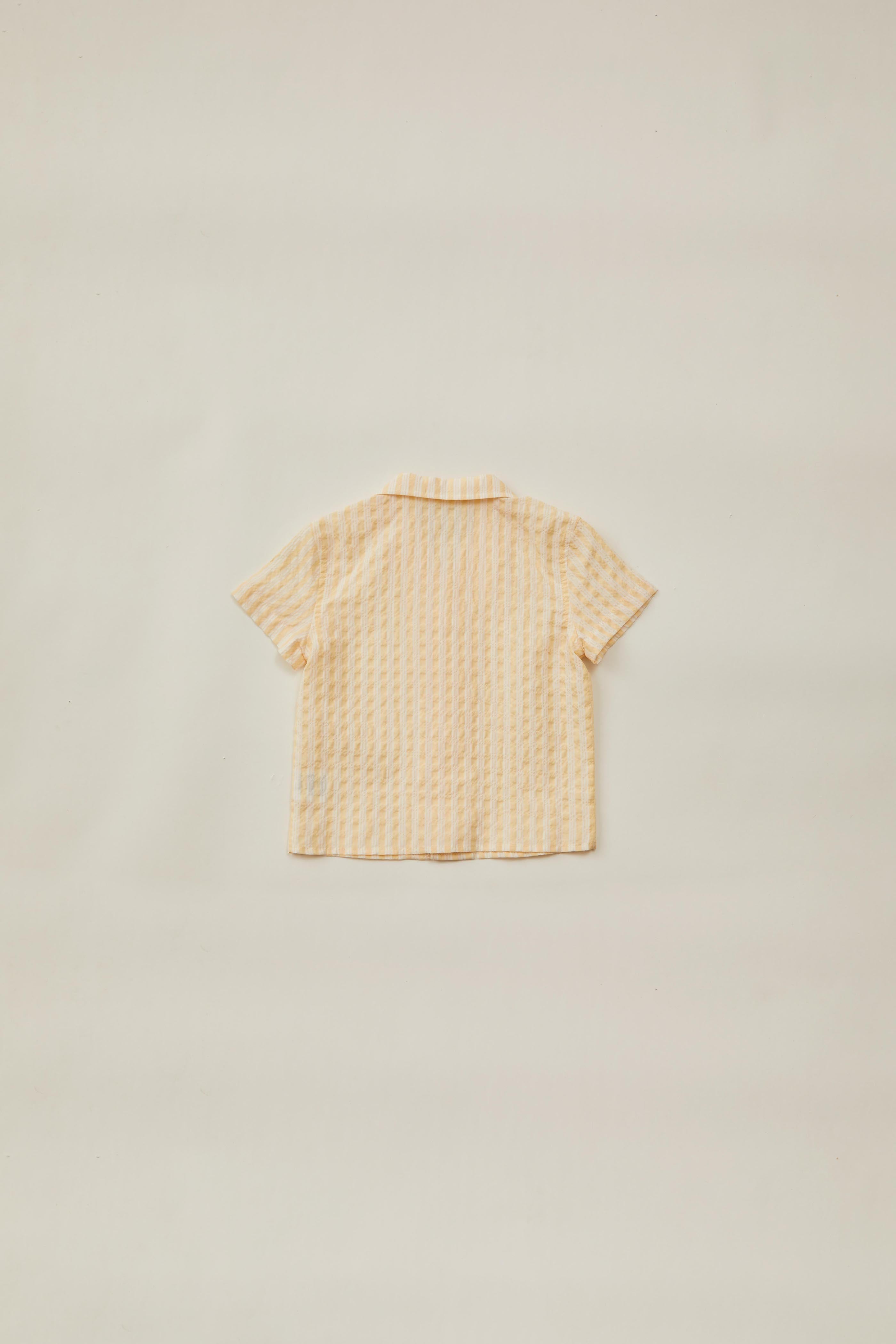 Mini Button Through Shirt in Stripe Yellow