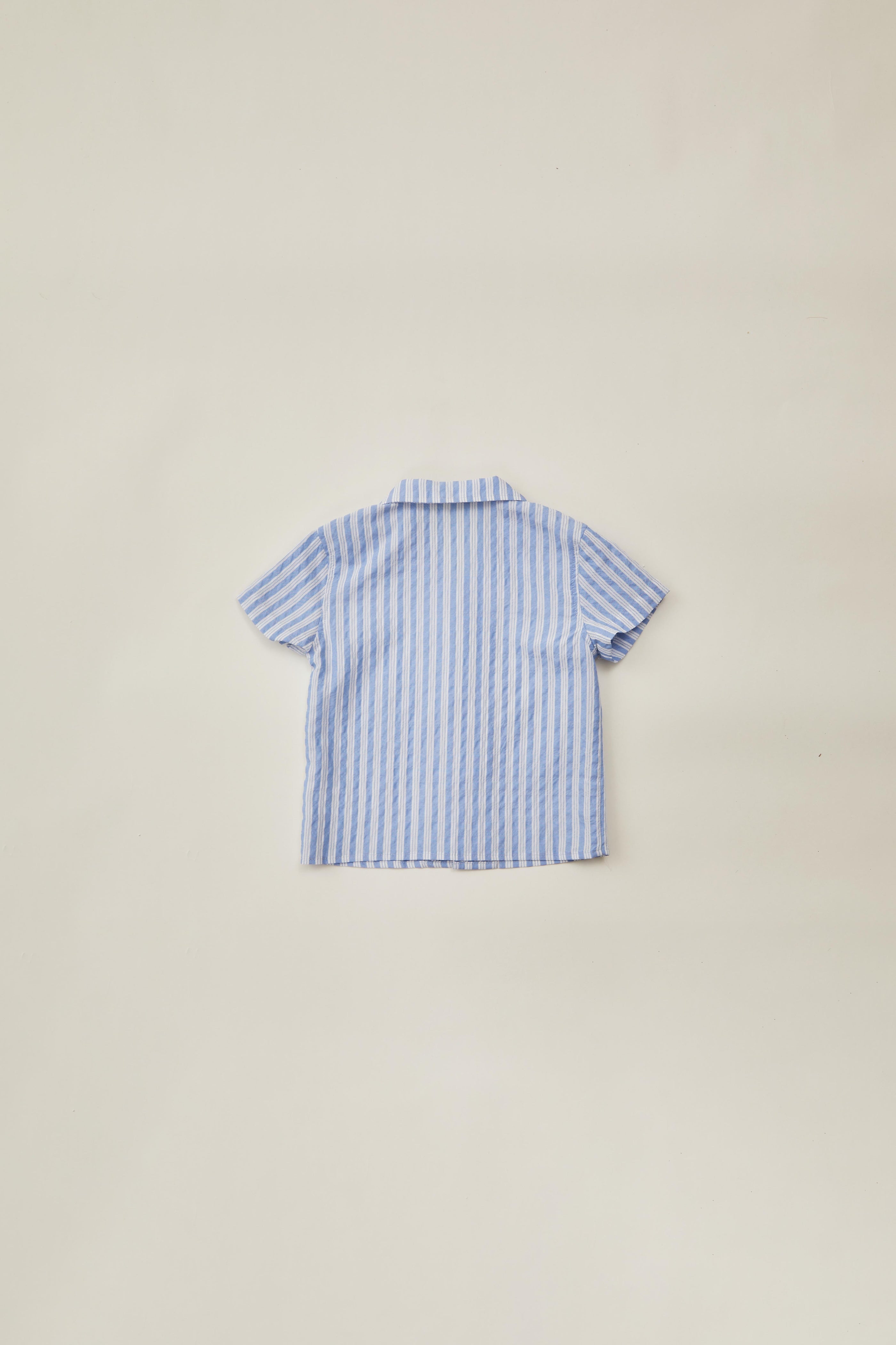 Mini Button Through Shirt in Stripe Blue