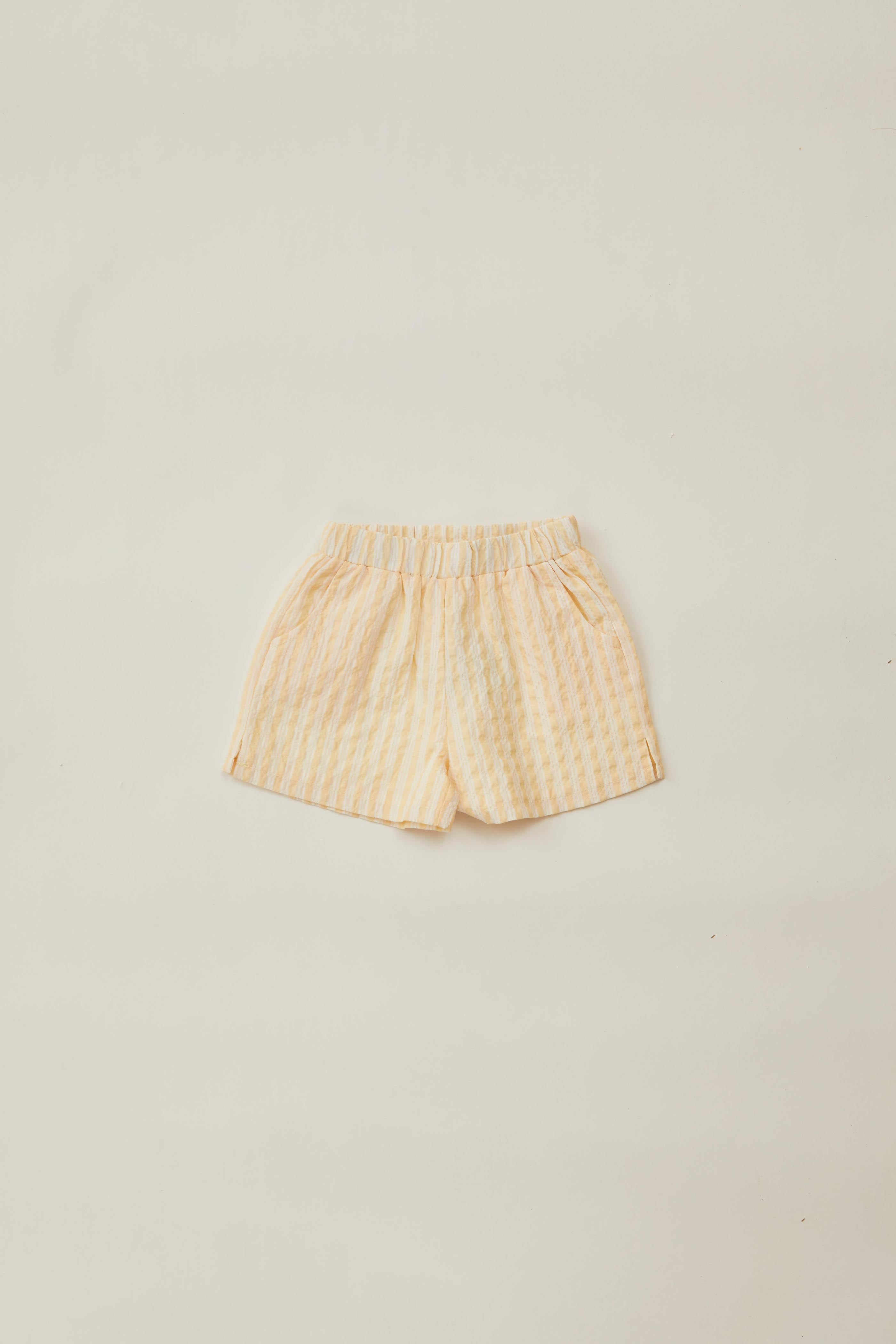 Mini Relaxed Shorts in Stripe Yellow