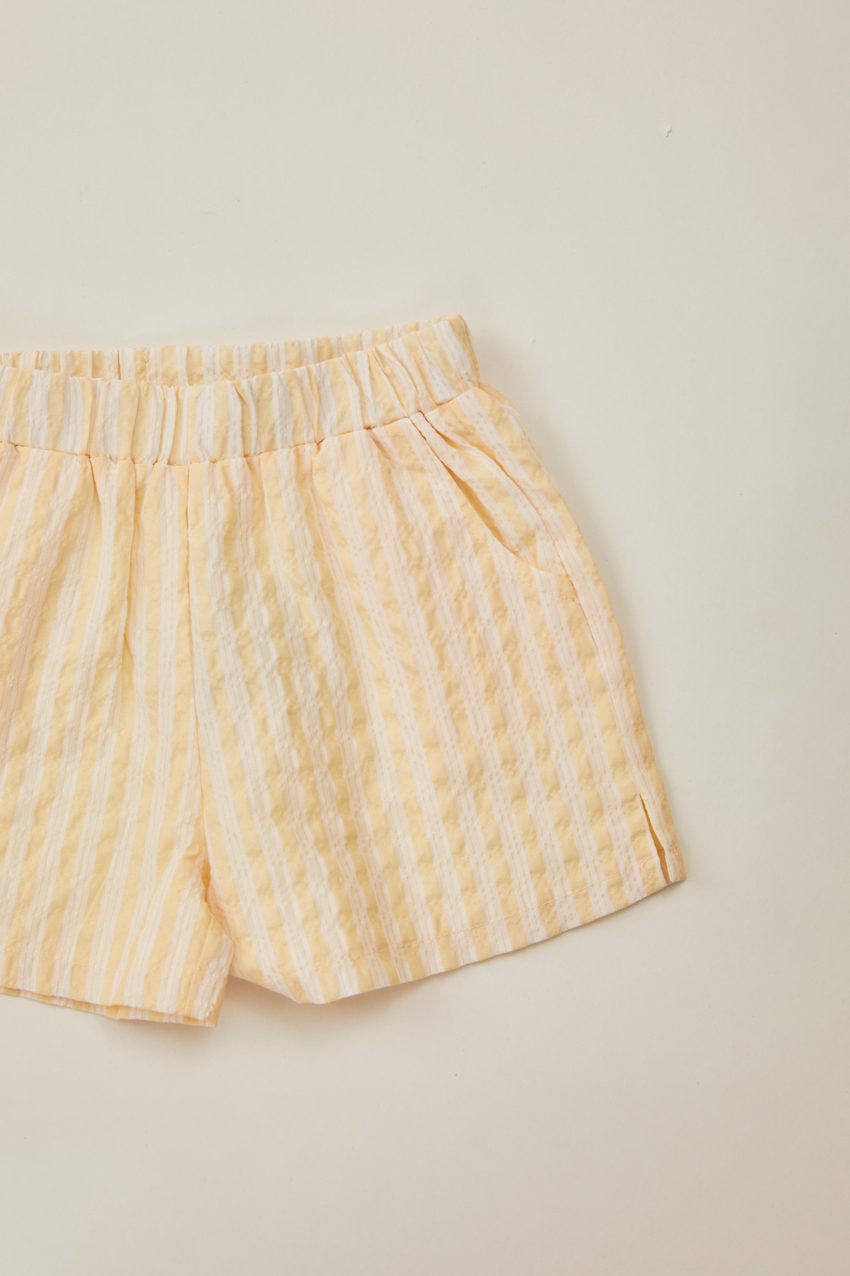 Mini Relaxed Shorts in Stripe Yellow