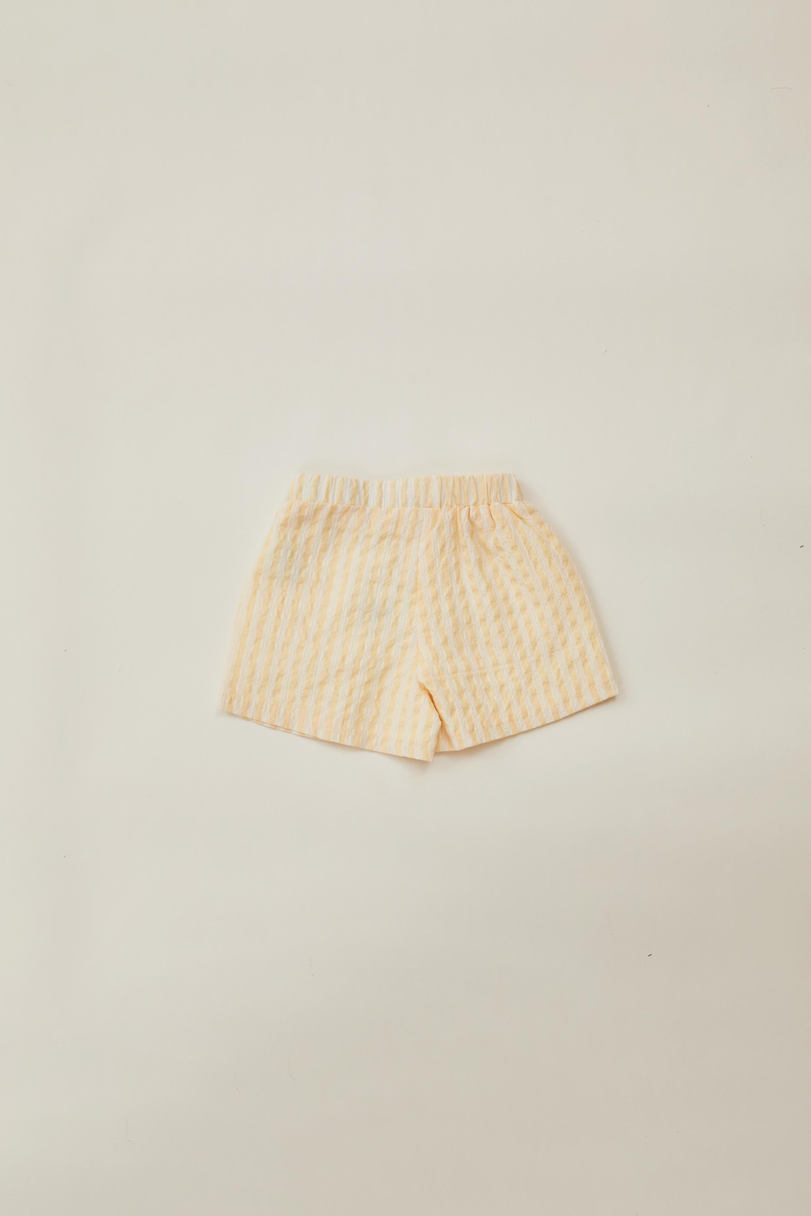 Mini Relaxed Shorts in Stripe Yellow