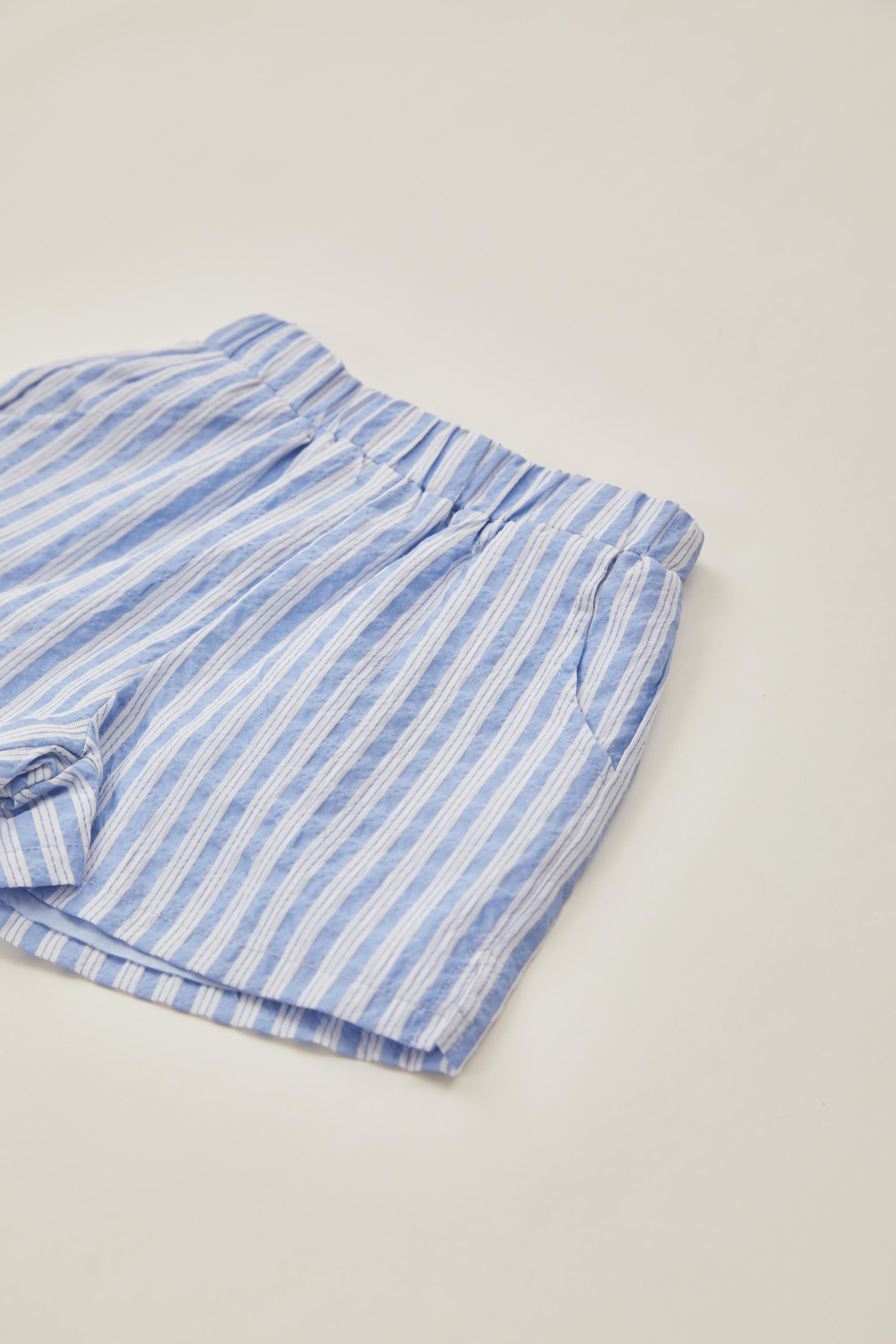 Mini Relaxed Shorts in Stripe Blue