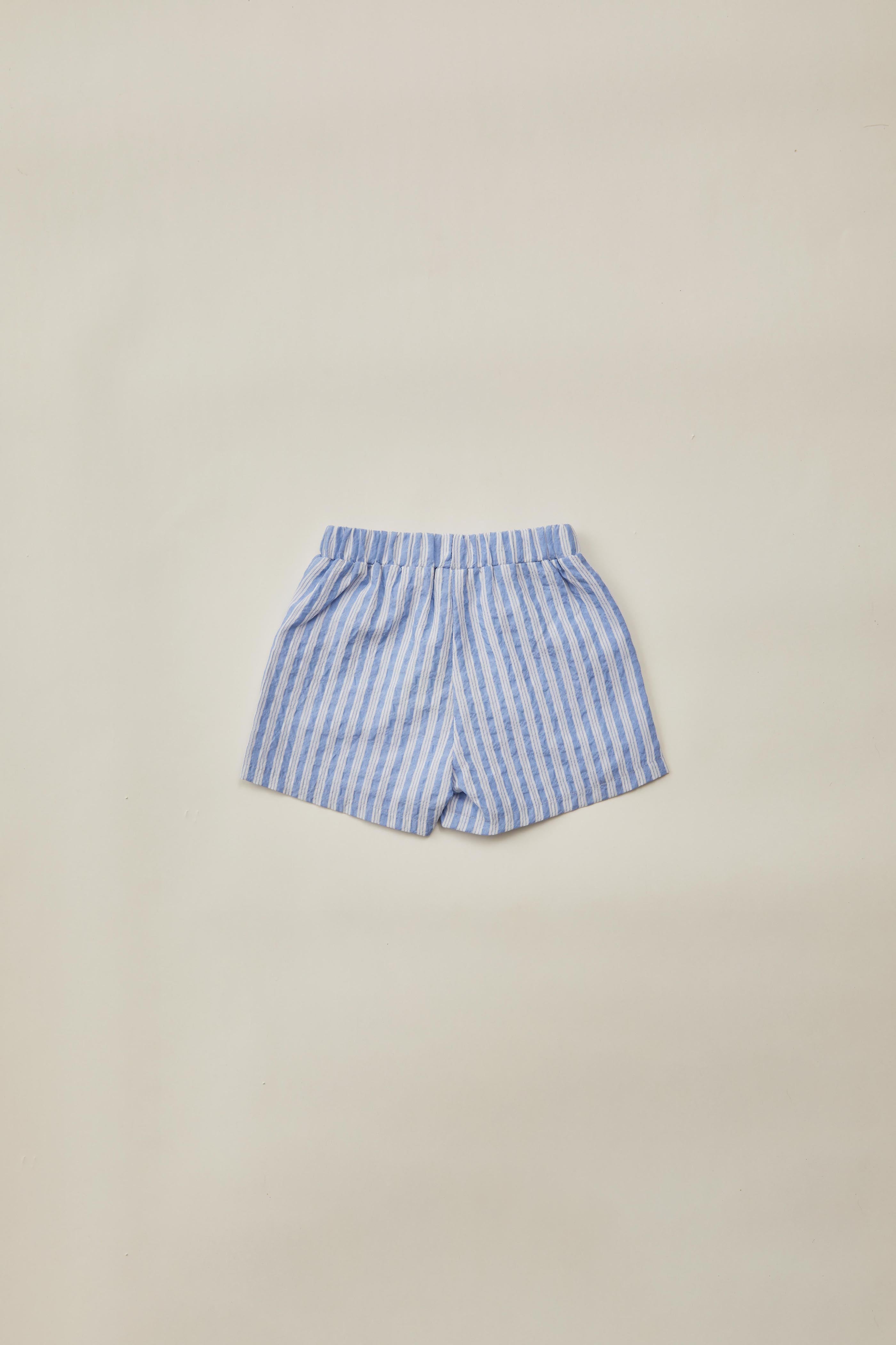 Mini Relaxed Shorts in Stripe Blue