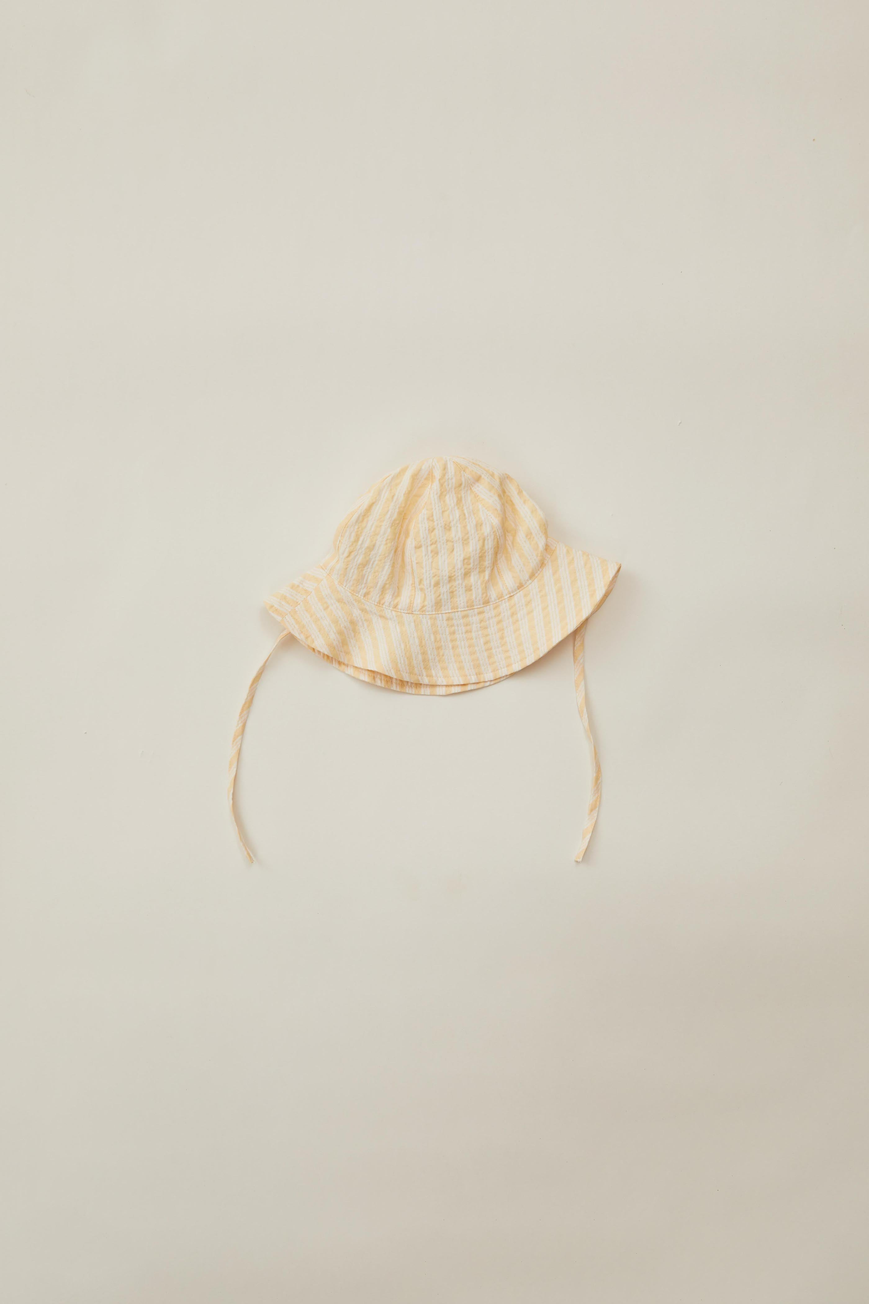 Mini Bucket Hat in Stripe Yellow