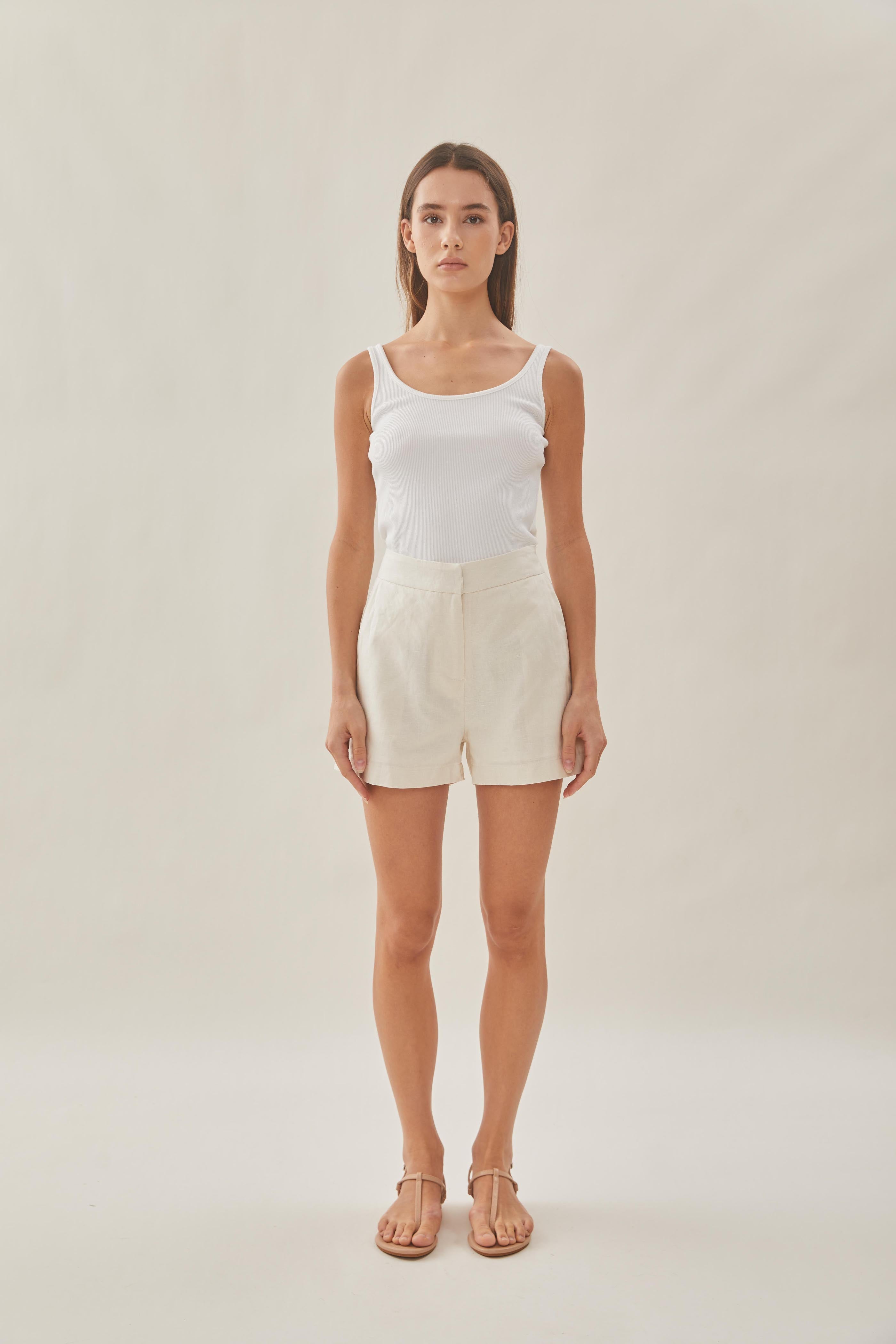 High Waisted Shorts in Cream