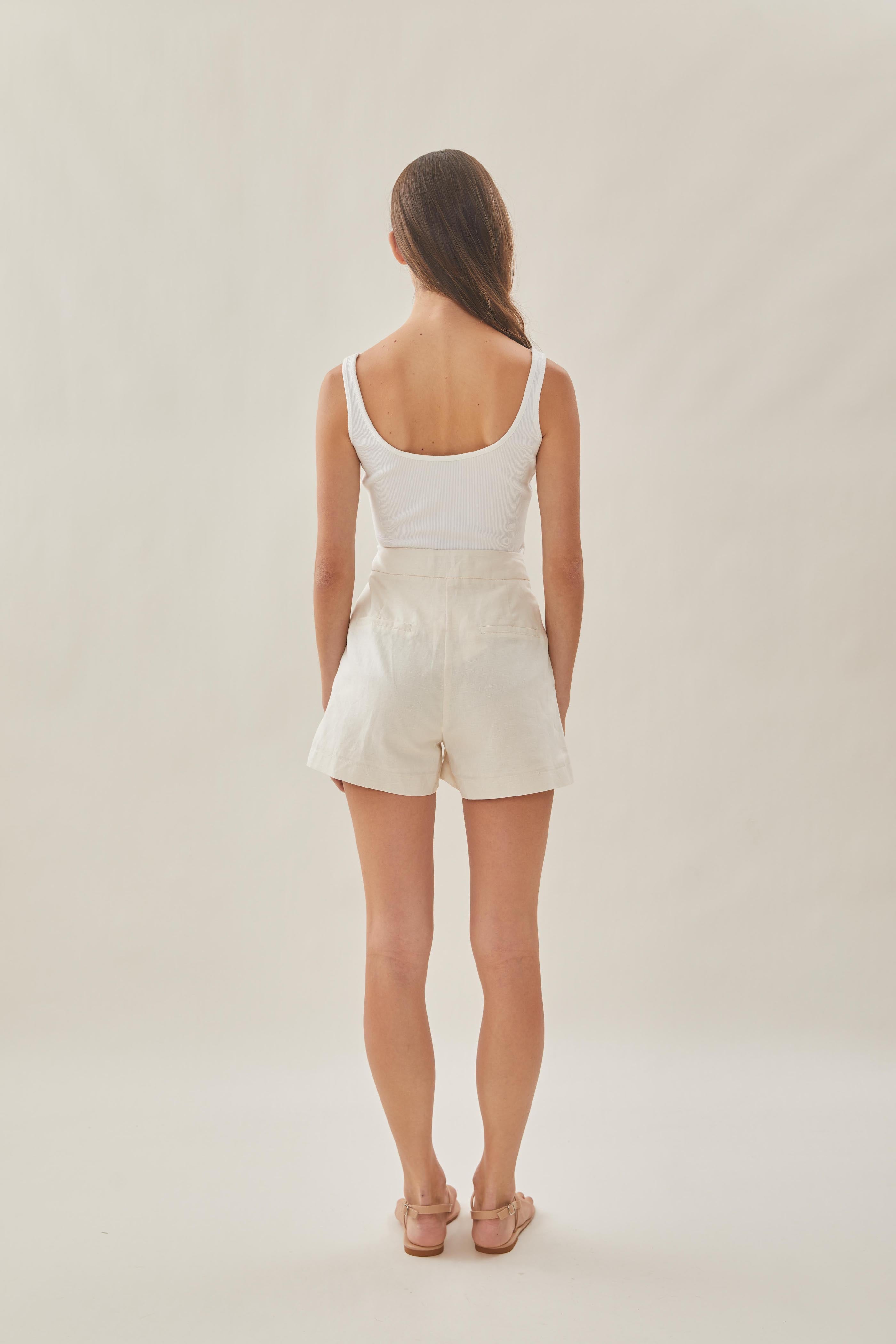 High Waisted Shorts in Cream