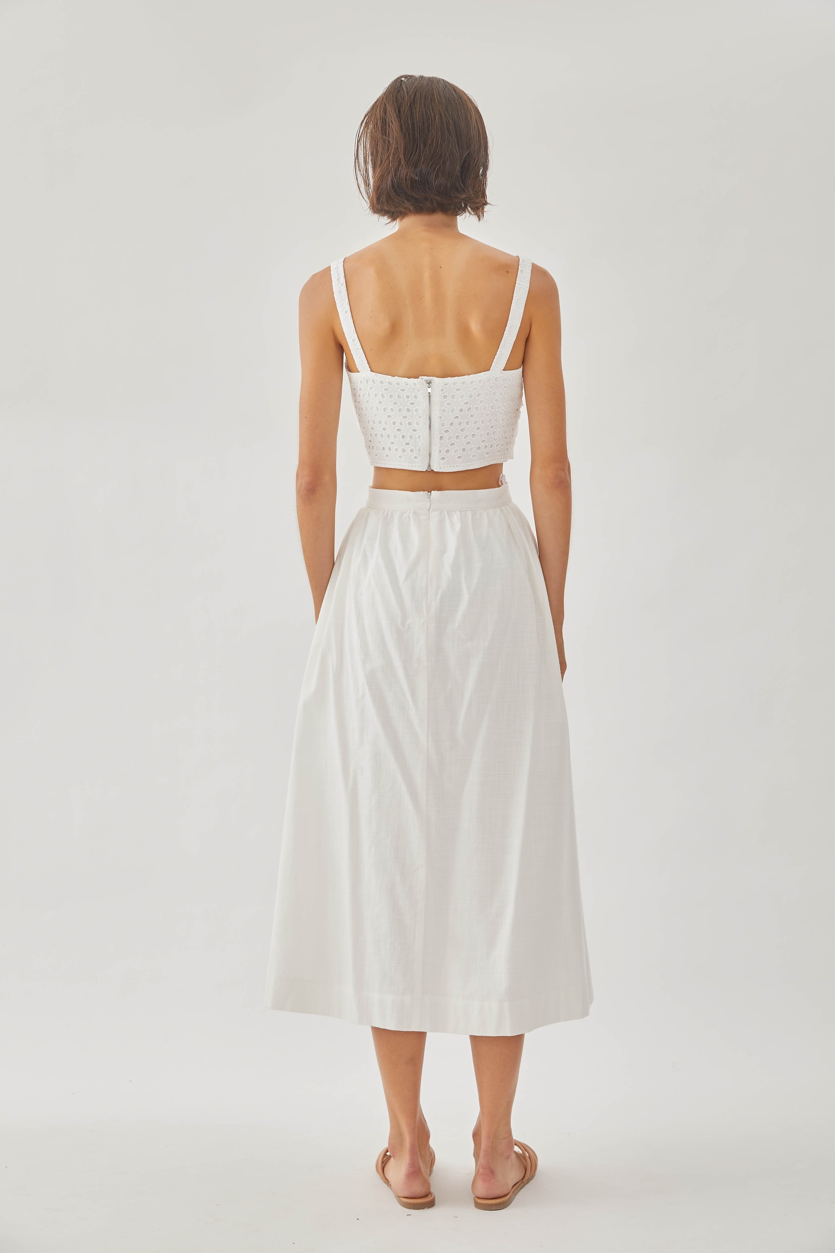 Cotton Midi Skirt in White