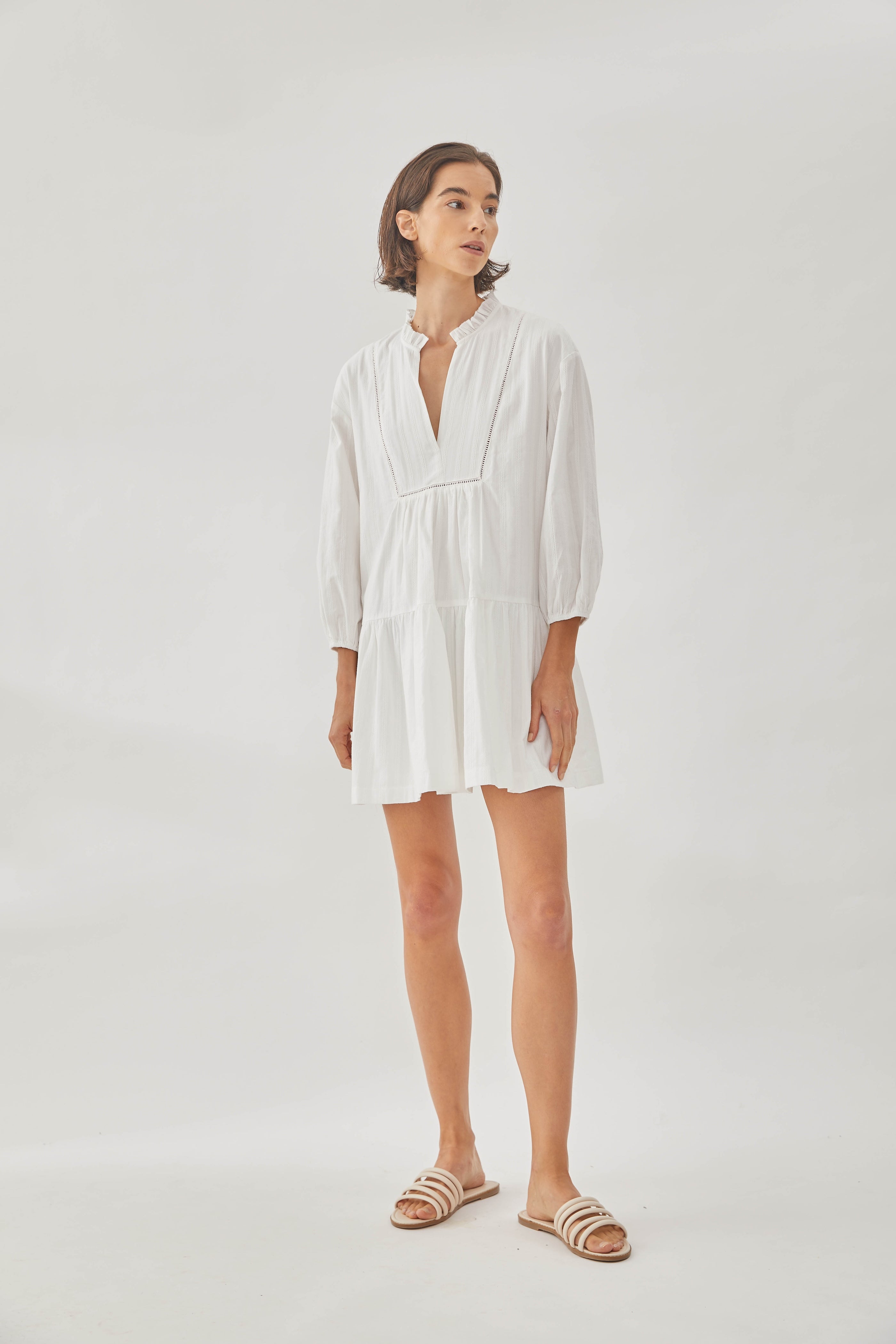 Embroidered Cotton Mini Dress