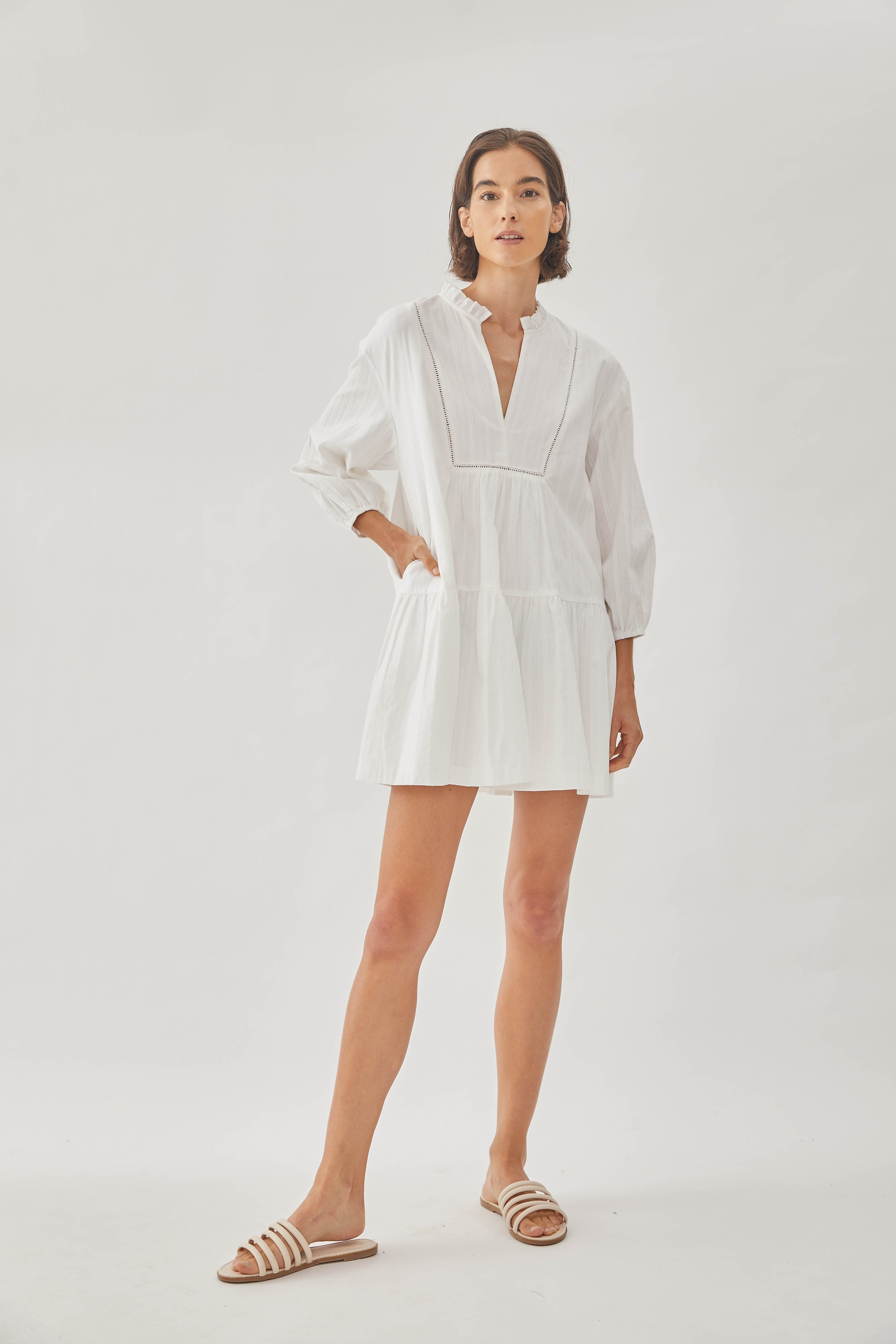 Embroidered Cotton Mini Dress