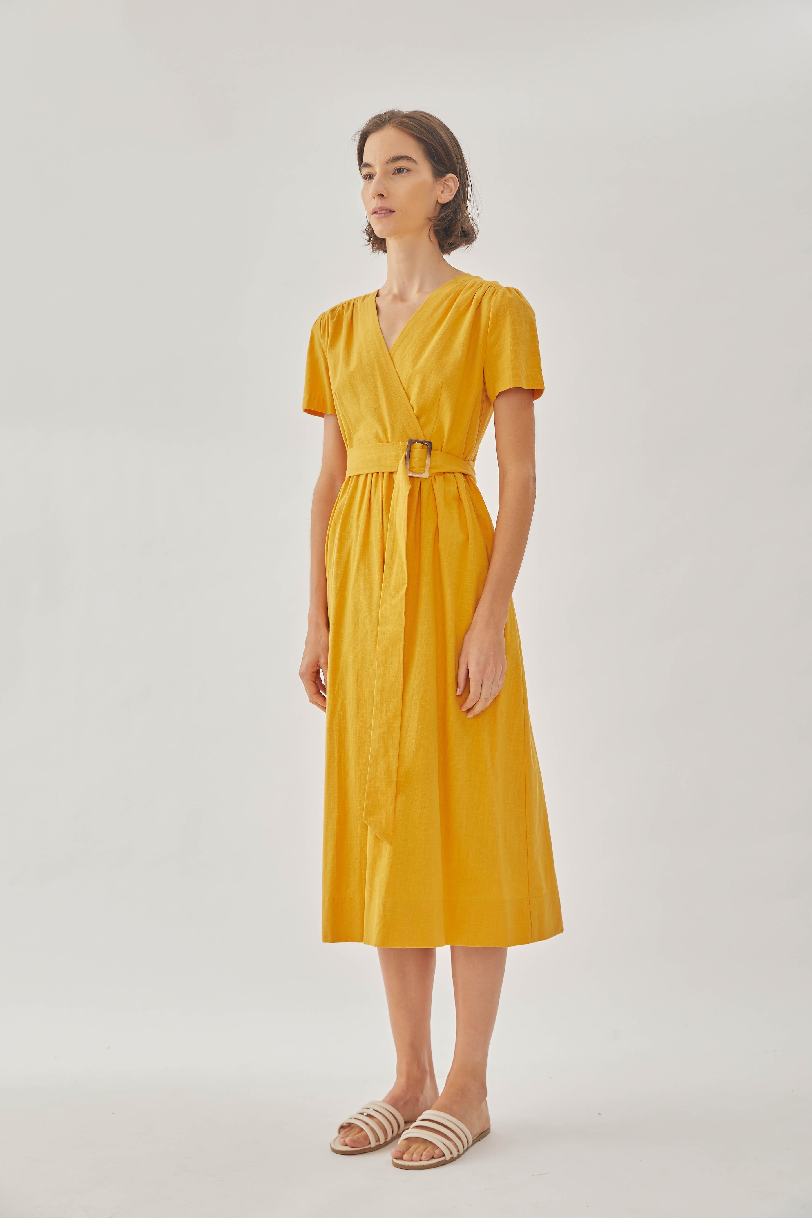 Cotton Wrapped Dress in Sunburst