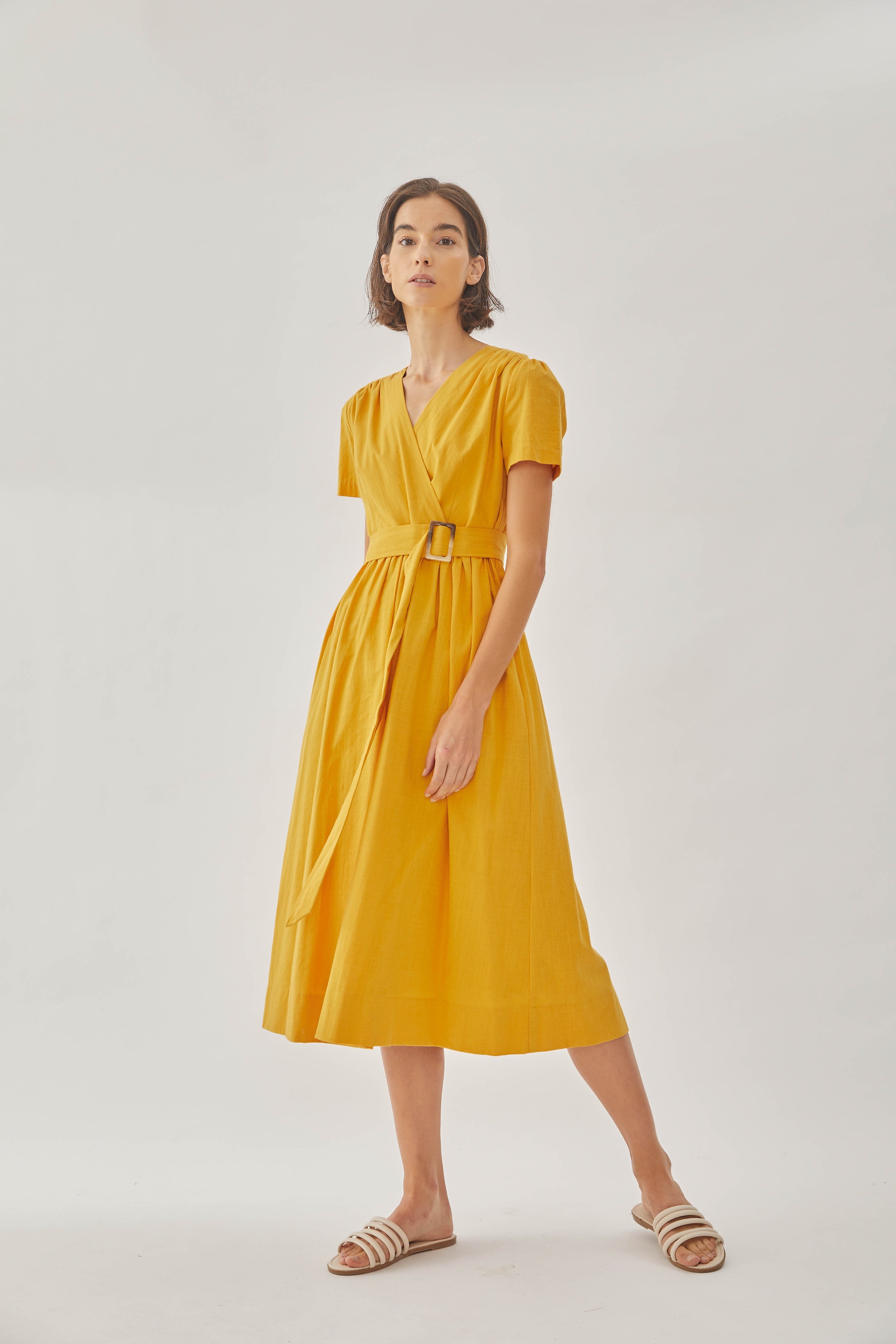 Cotton Wrapped Dress in Sunburst