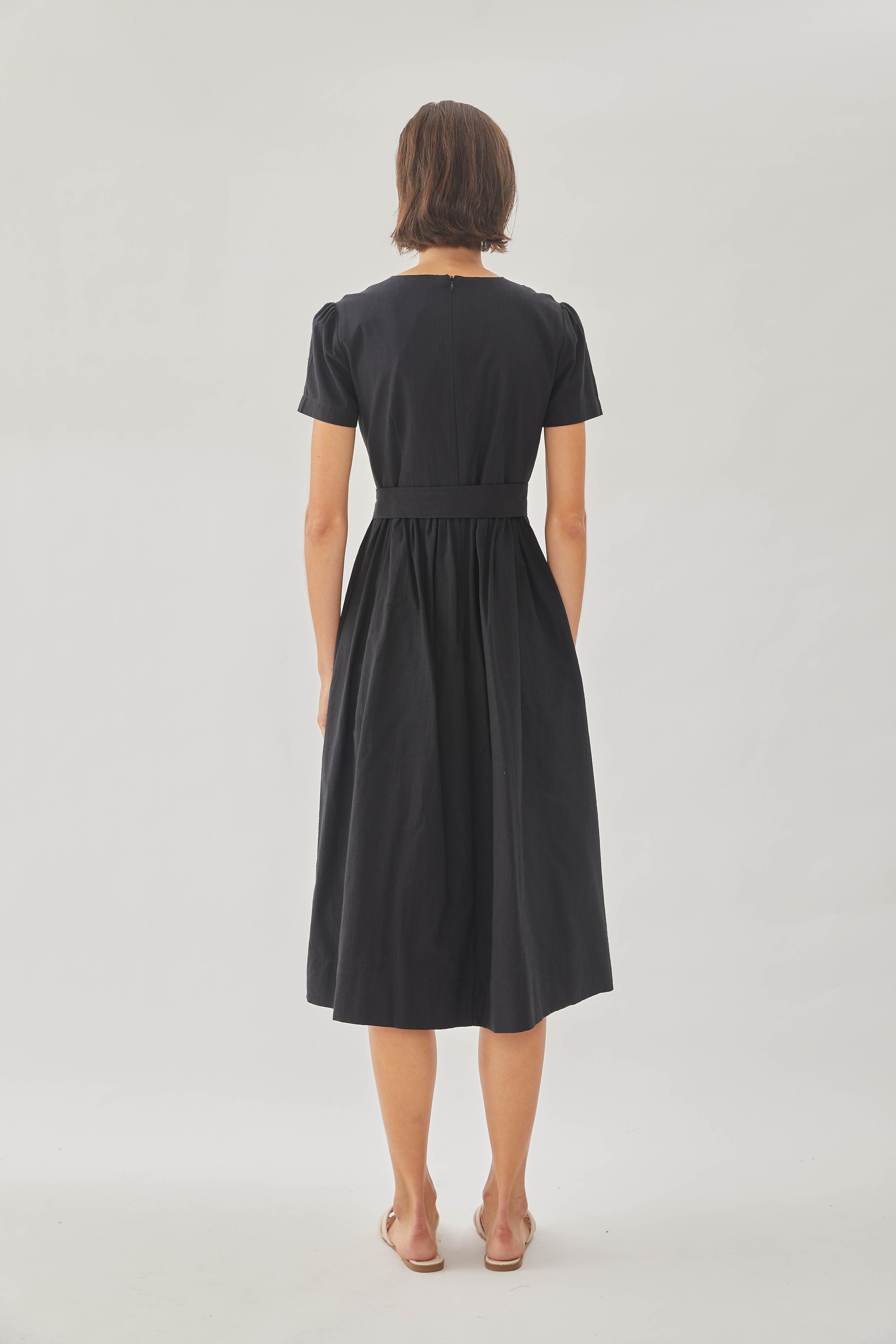 Cotton Wrapped Dress in Black