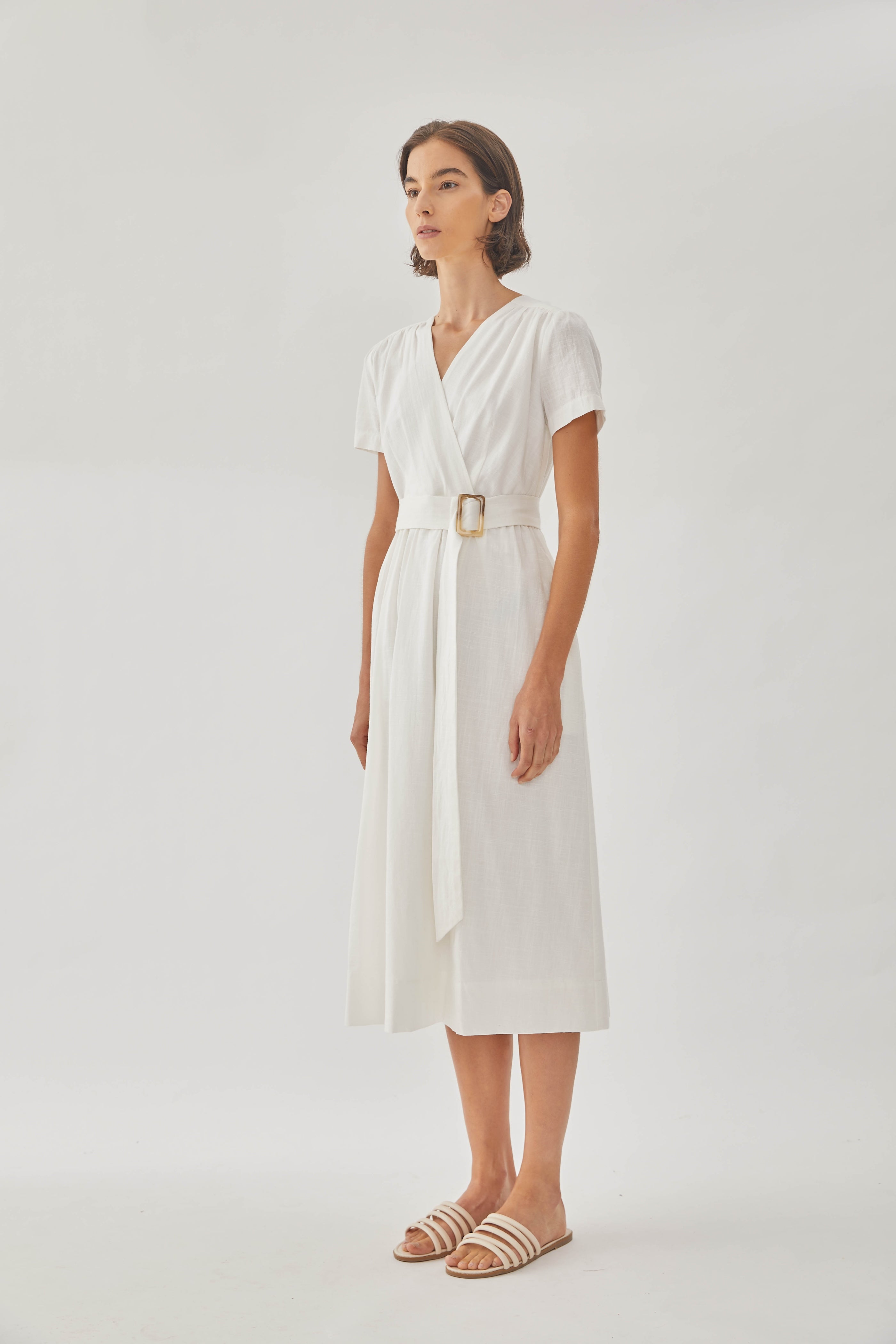 Cotton Wrapped Dress in White