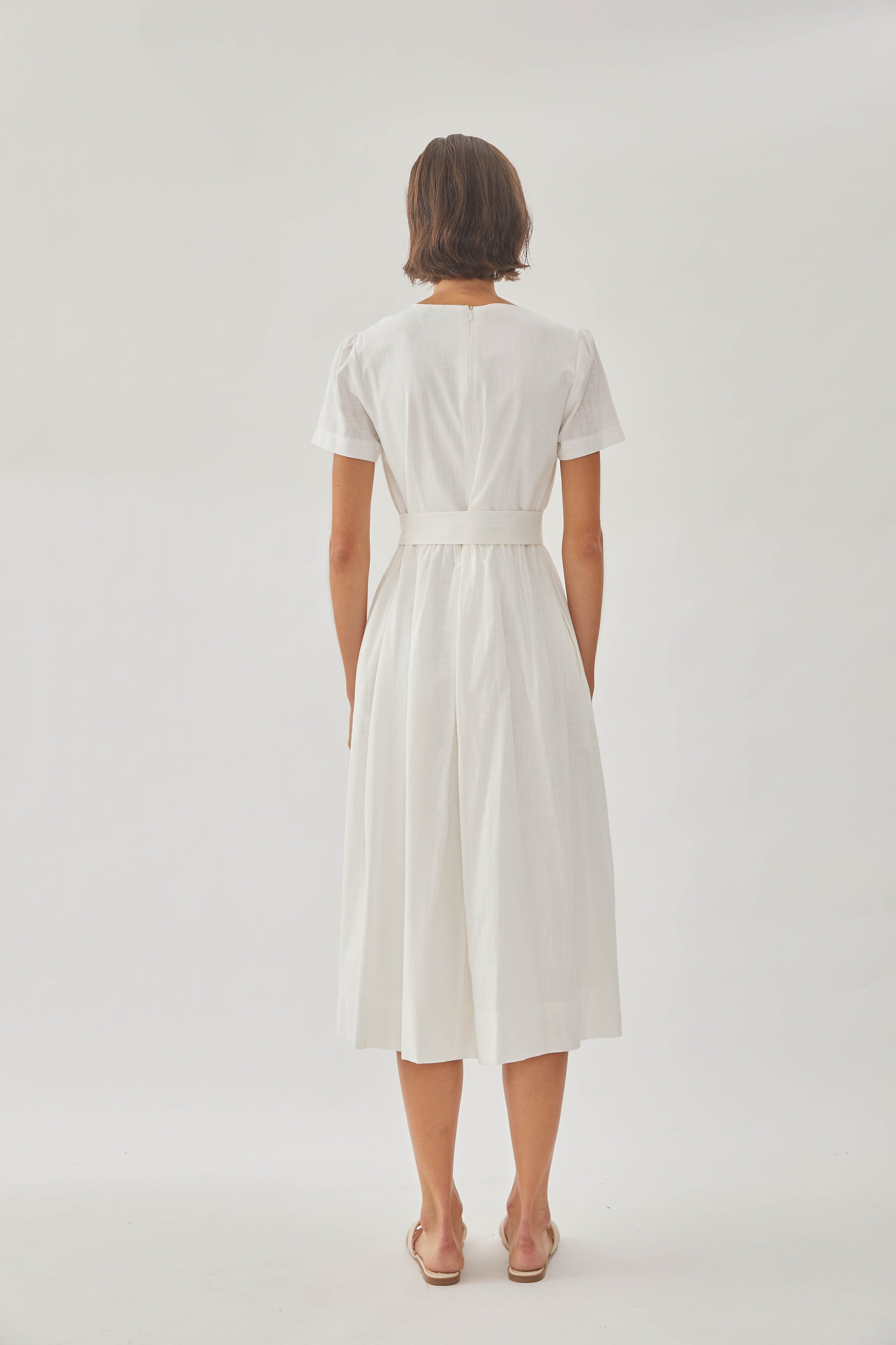Cotton Wrapped Dress in White