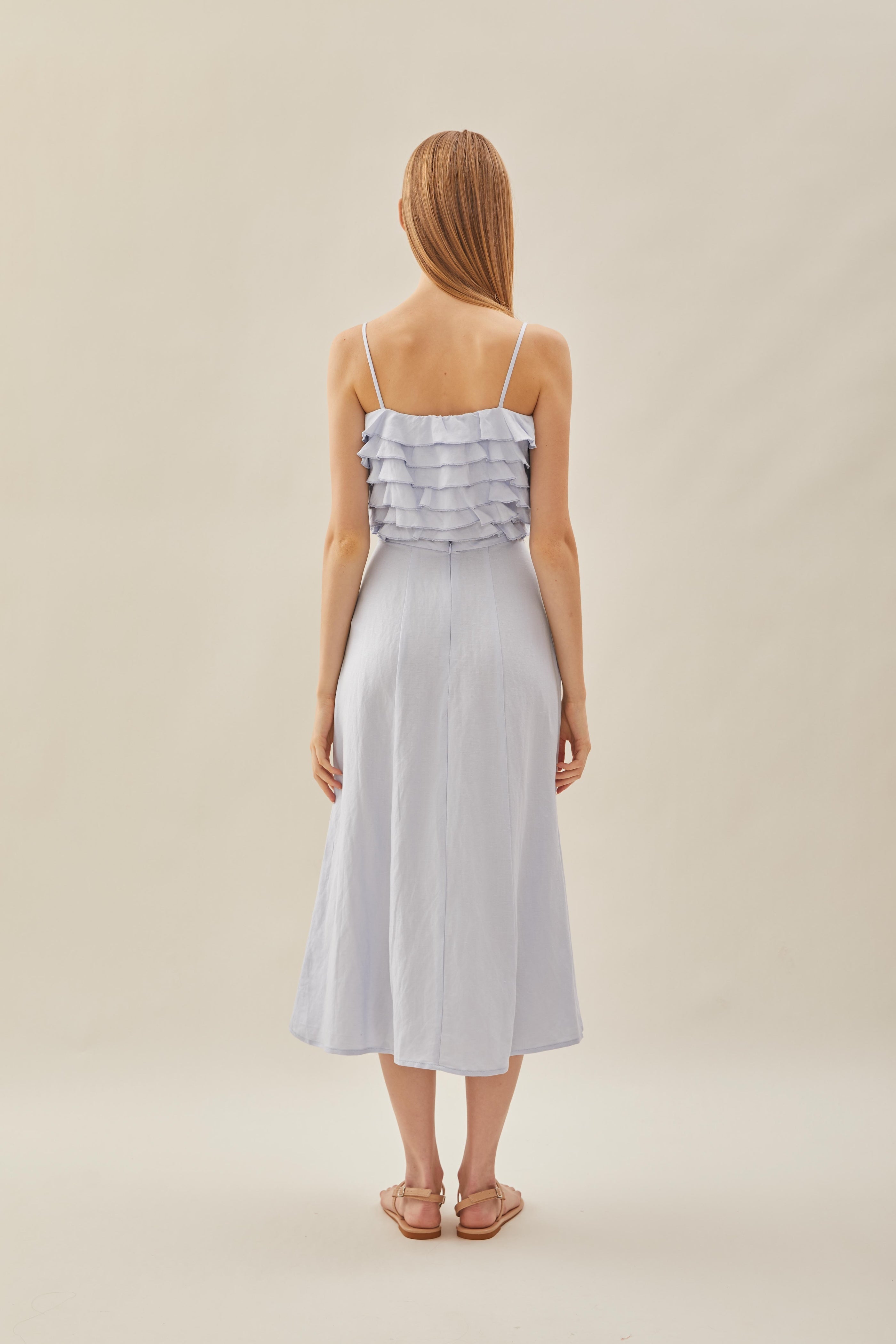 Tiered Frill Top in Mist Blue